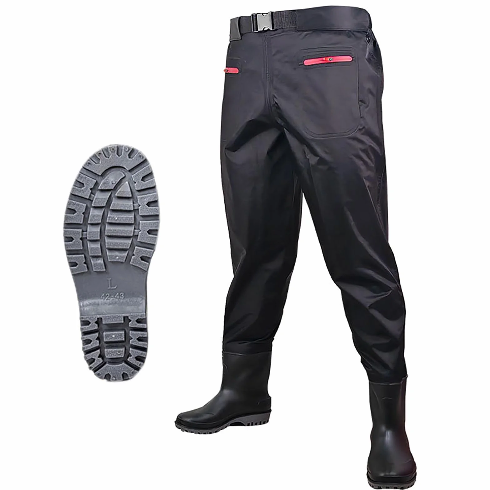 Vadeadores de Pesca Impermeables para Hombres, Pantalones de Vadeo hasta la Cintura con Botas Transpirables, D-42