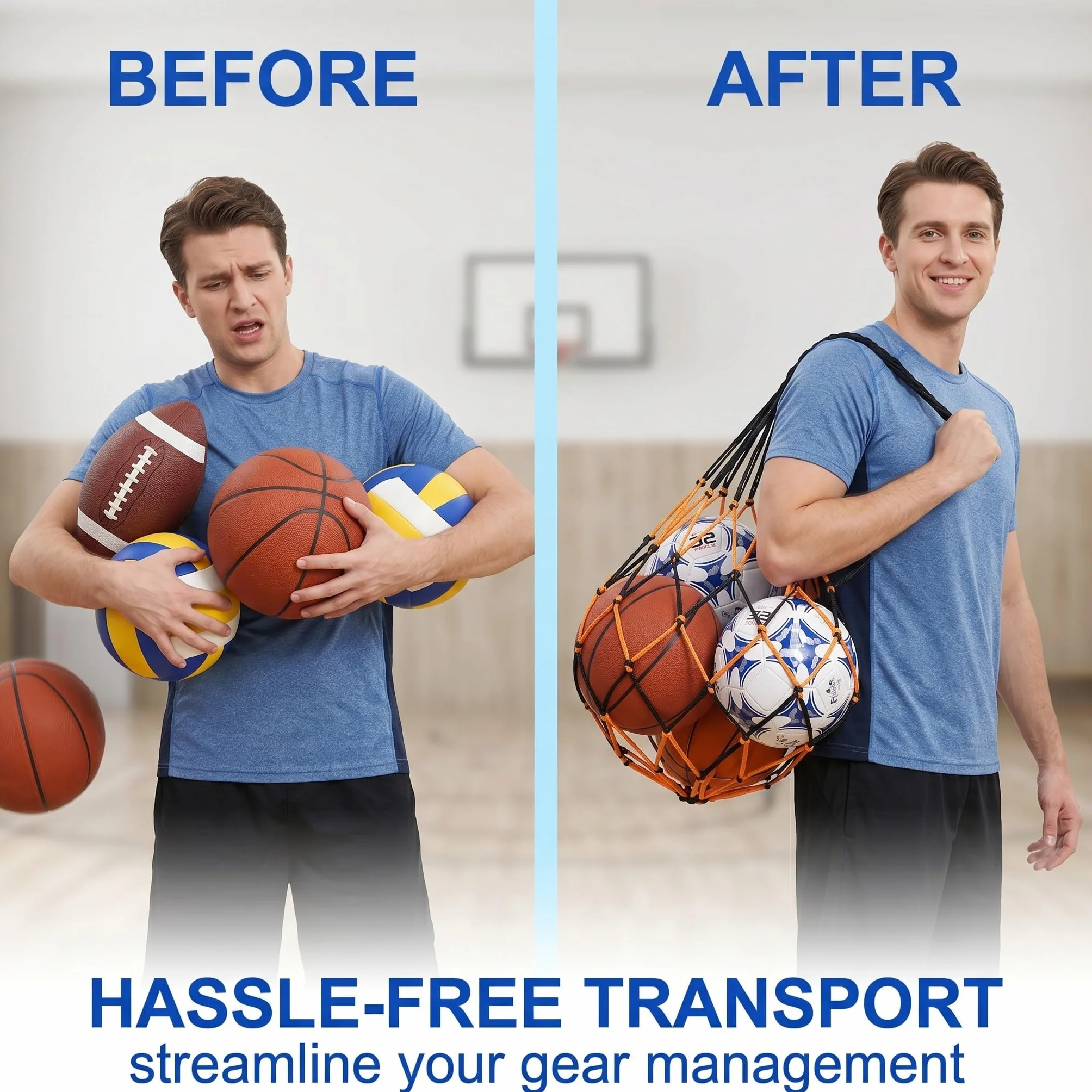 Redes para Balones + Agujas Inflables Malla de Nailon Resistente Fútbol Baloncesto Voleibol Kit Transporte