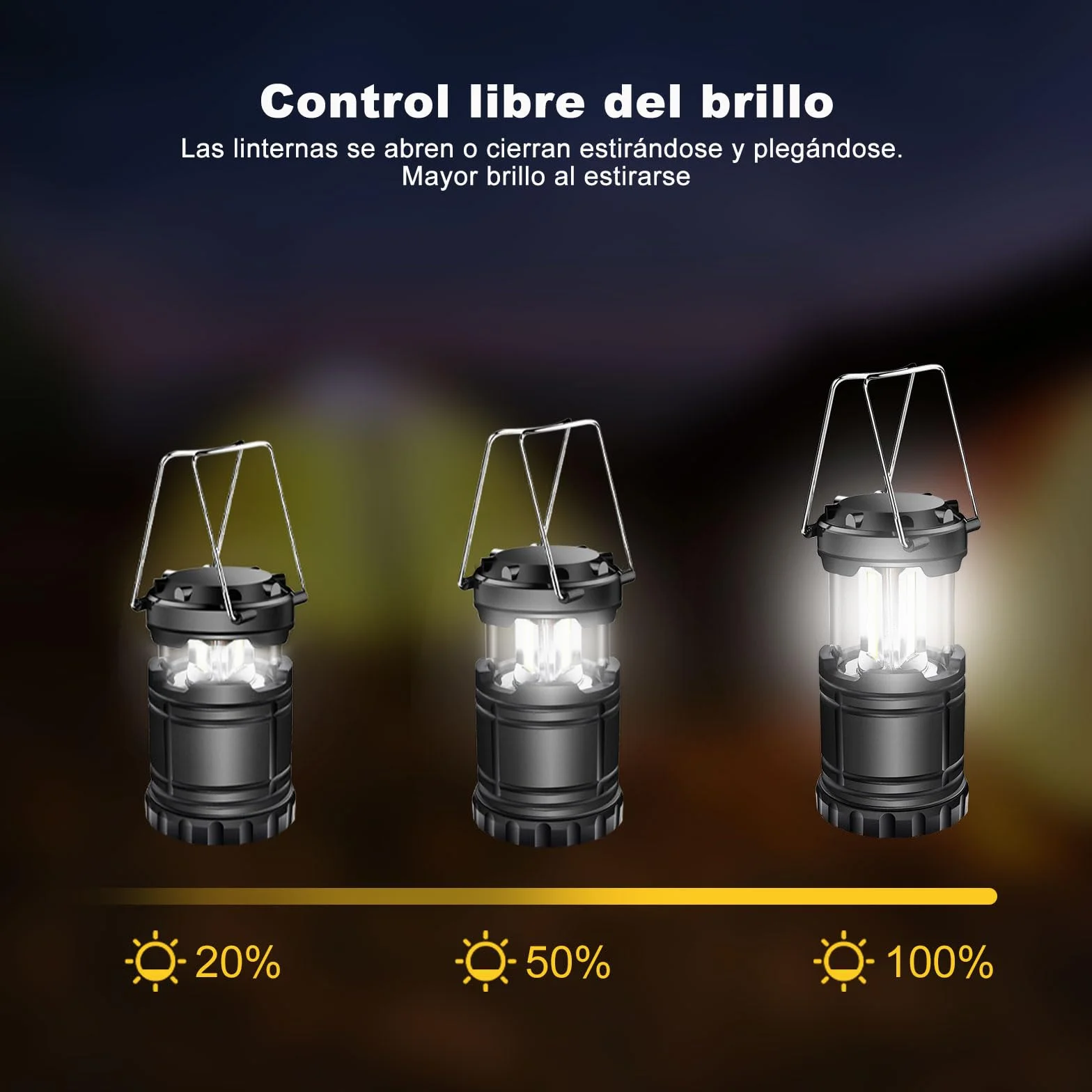 Linternas LED recargables plegables para camping emergencia huracán negro