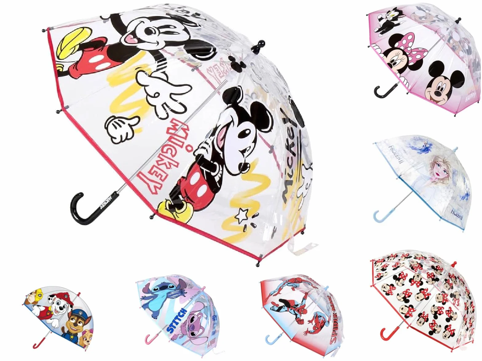 DONATELLA Paraguas infantil Mickey 70 cm 8 varillas transparente burbuja