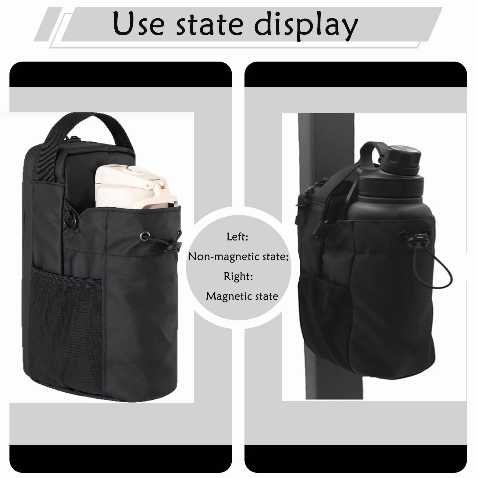Bolsa magnética para botella de agua 1,5 L para gimnasio, deporte, con correa ajustable