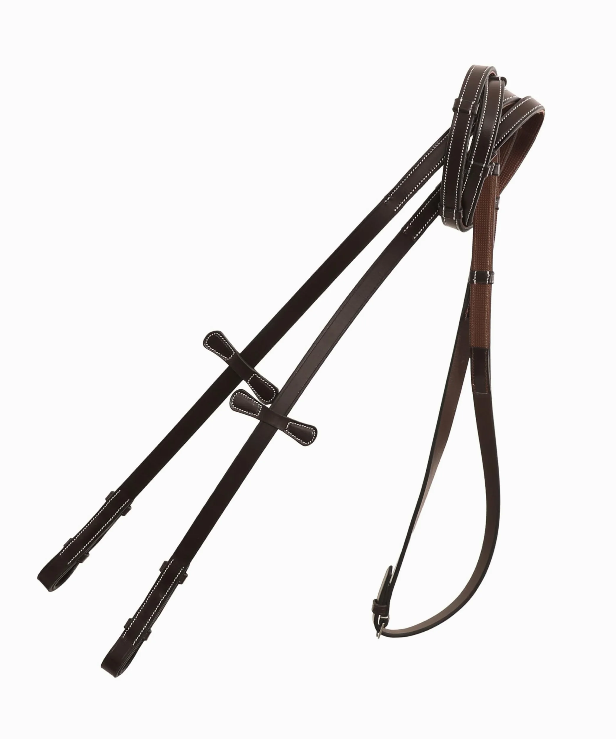 Riendas de Cazador con Siete topes de Mano para Brida de Cazador | Tapones de martingala (Habana, sobre - Cuero VT (Jinete avanzado))