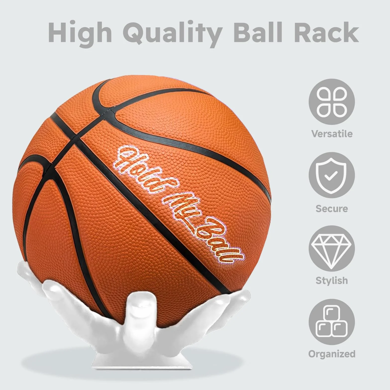 Soporte de Pared para Pelotas Deportivas, 22x17 cm, Guarda Baloncesto, Fútbol, Tenis, Voleibol, Blanco
