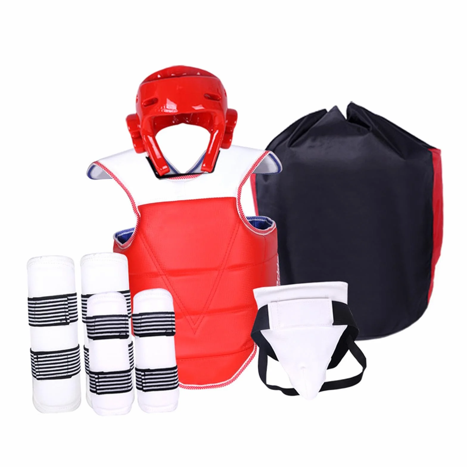 Conjunto de Equipo de Protección de Taekwondo para Uso Masculino, Protector de Piernas y Brazos, Uniforme de Taekwondo