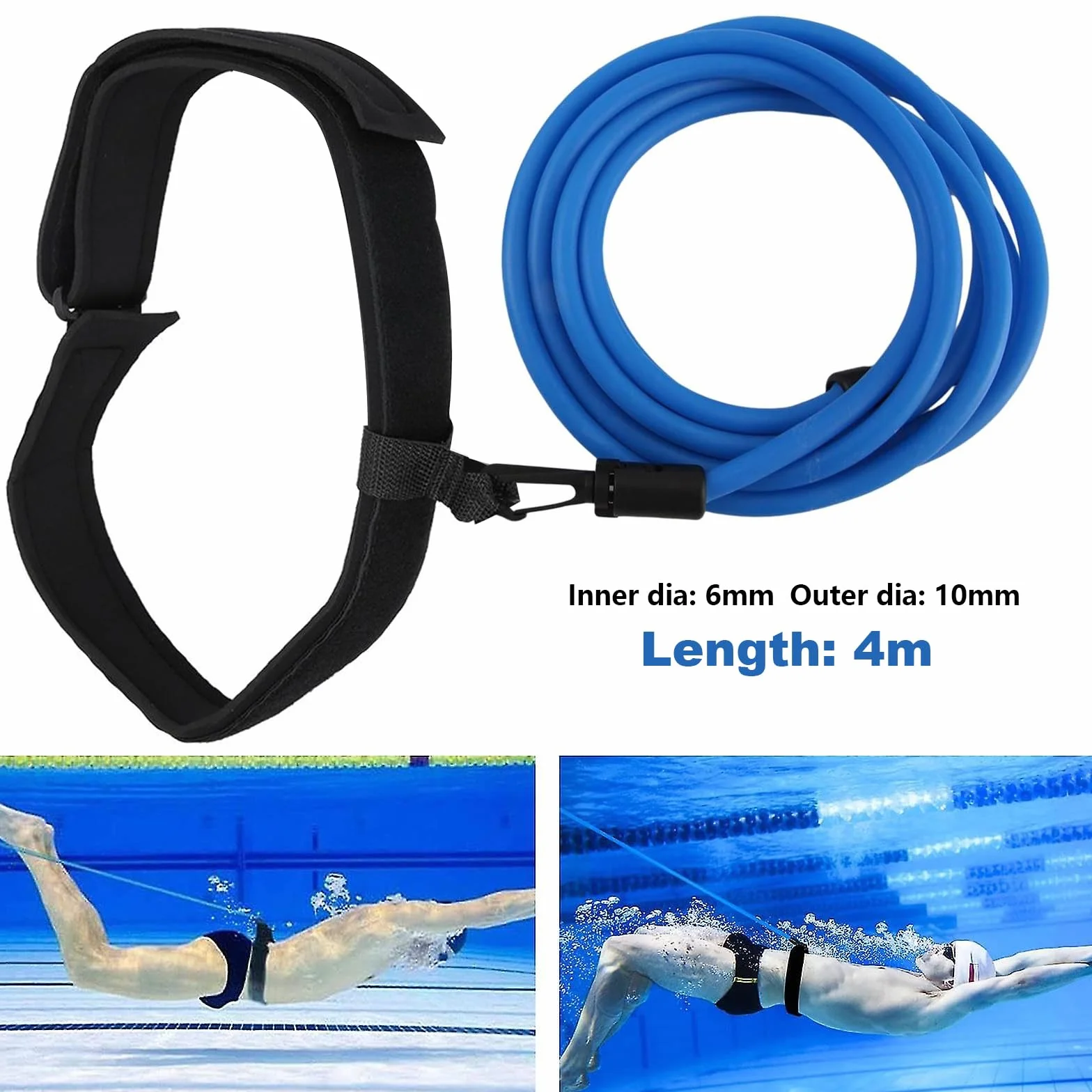 Cinturón de natación ajustable para piscina, resistencia, incluye tapones y pinza nasal