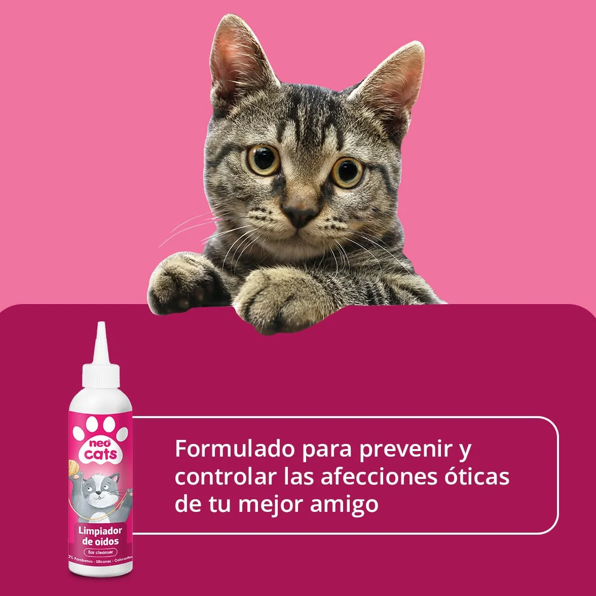 Limpiador de Oídos para Gatos con Árbol de Té y Aloe Vera - Previene Otitis, Ácaros y Reduce el Mal Olor - Fórmula con pH Adaptado y Extracto Natural - 125 ml