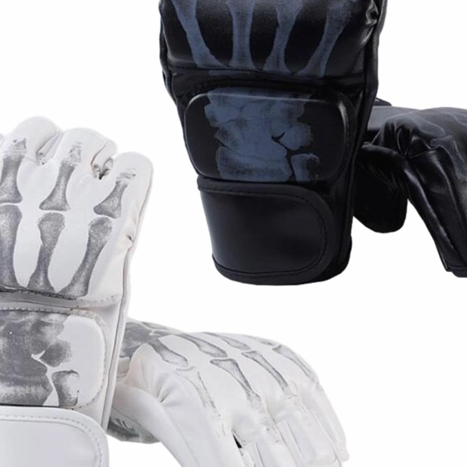 Guantes MMA Kickboxing Medio a Prueba de Golpes con Palma Abierta para Boxeo Lucha Artes Marciales 2 Pares