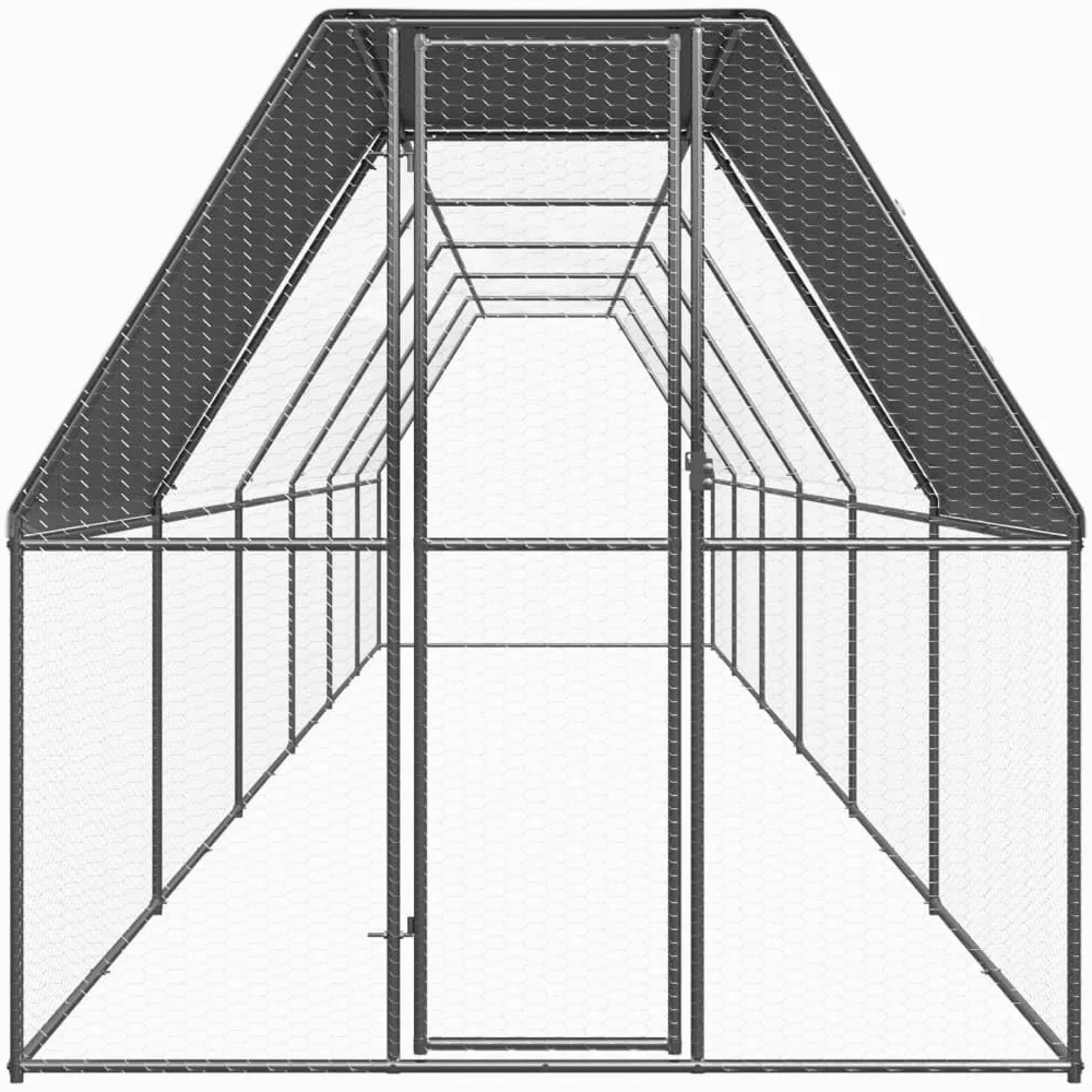Jaula XXL para pollos, 2 x 12 x 2 m, de acero galvanizado, para exteriores, para pollos, patos y aves de corral, establo estable con techo y cerradura de puerta, pajarera para animales