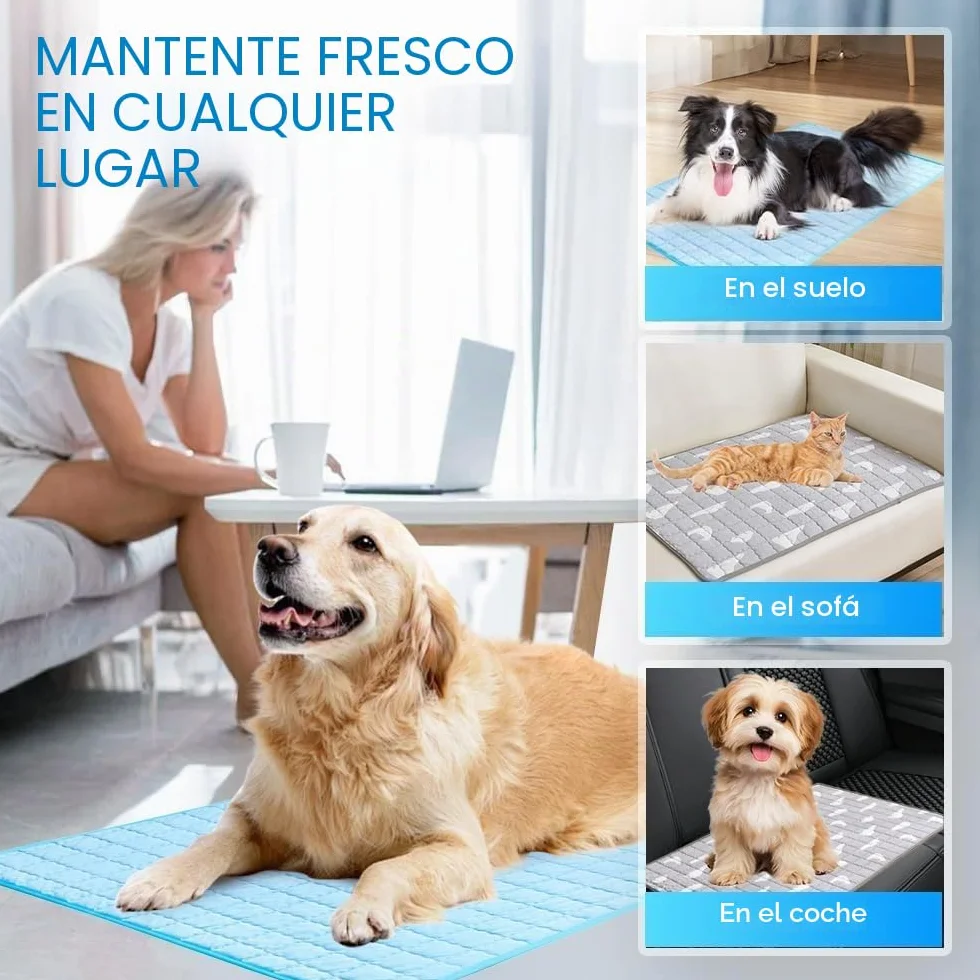 2025 Nueva alfombrilla de refrigeración para perros, cojín de refrigeración portátil lavable para mascotas para perros y gatos, alfombrilla de dormir para hogar y exterior, refrigeración para mascotas
