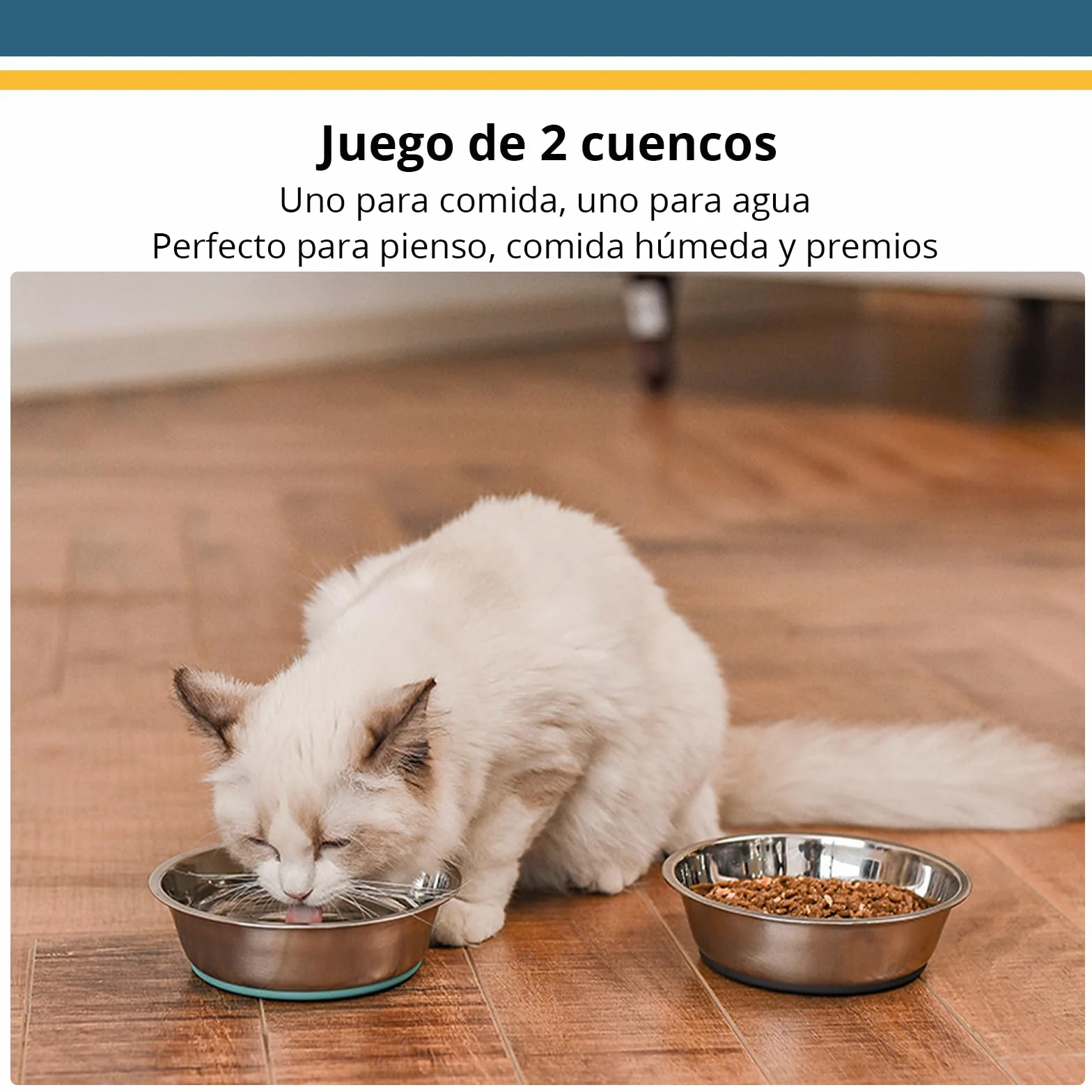 PEGGY11 Comederos para Perros de Acero Inoxidable, Cuencos Antideslizantes con Base de Silicona, 1440 ml, Pack de 2, para Perros Grandes
