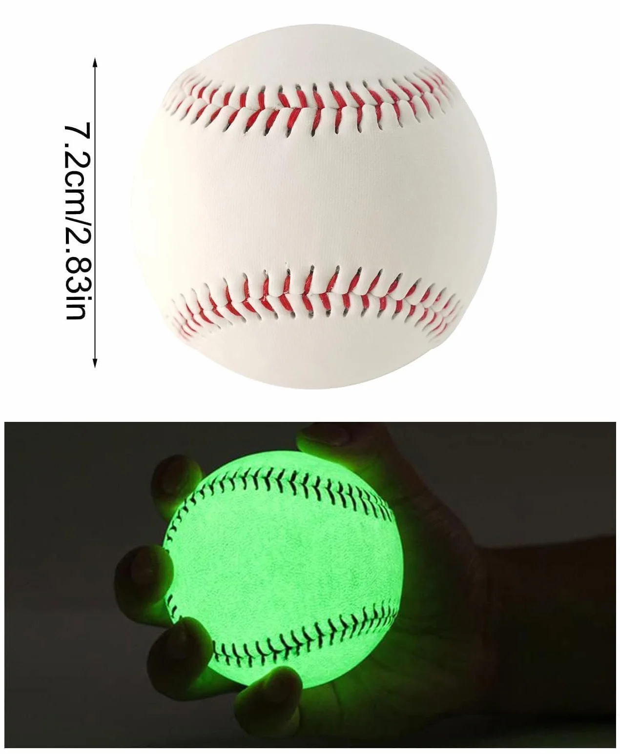 Pelotas de béisbol luminosas de 9 pulgadas que brillan en la oscuridad para práctica nocturna
