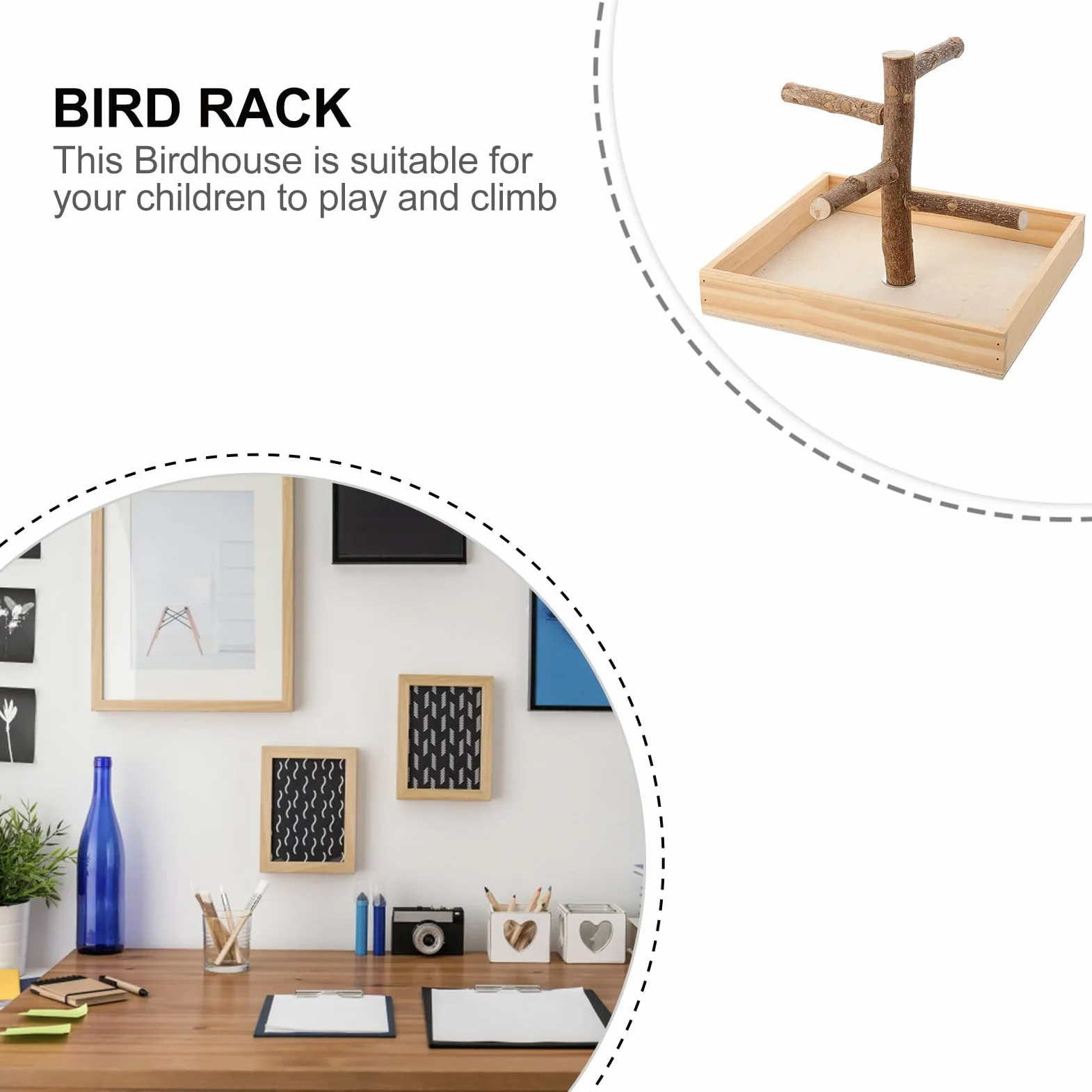 Percha de Madera para Loros Pequeña, de Pájaros Resistente y Seguro, Juguete de Entrenamiento para Aves Pequeñas como Periquitos y Canarios, Adecuado para Jaulas Interiores