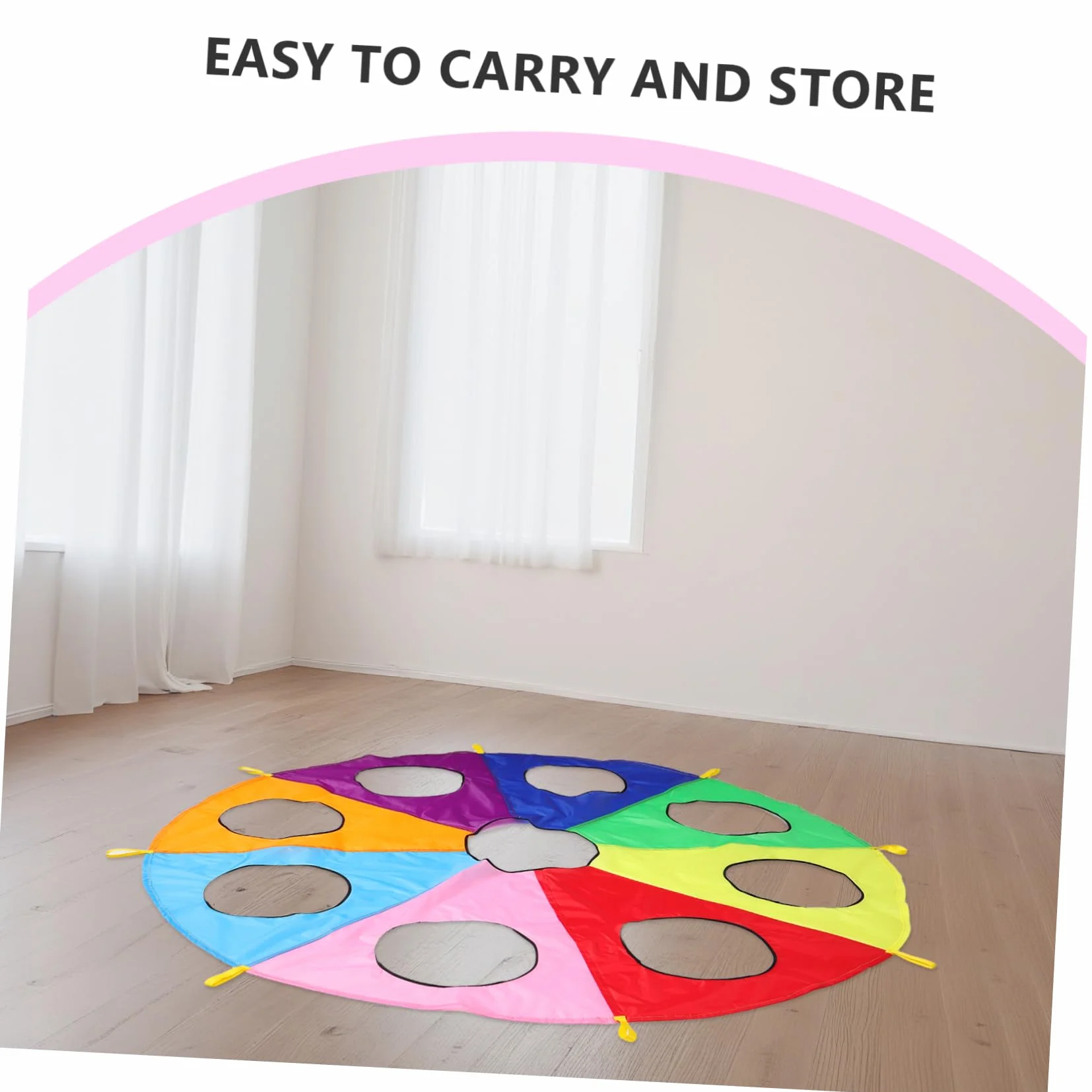 TOYANDONA Paracaídas Arcoíris con 9 Hoyos, Juego Cooperativo, Material Seguro Plegable para Niños Jardín de Infantes Actividades al Aire Libre