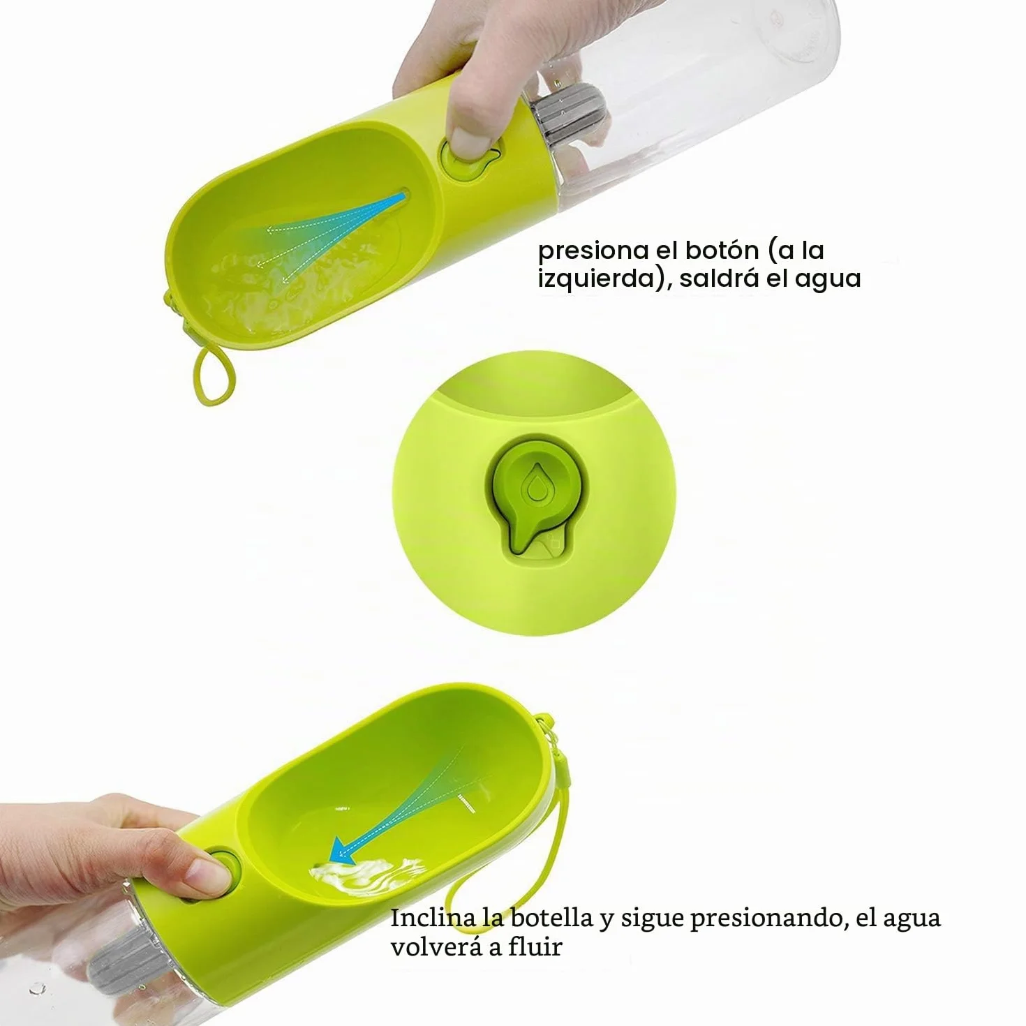 Botella de Agua para Perros para Caminar-Dispensador de Agua para Mascotas Moda Antibacterial portátil para Perros Viaje Botella para Beber Agua(Verde)