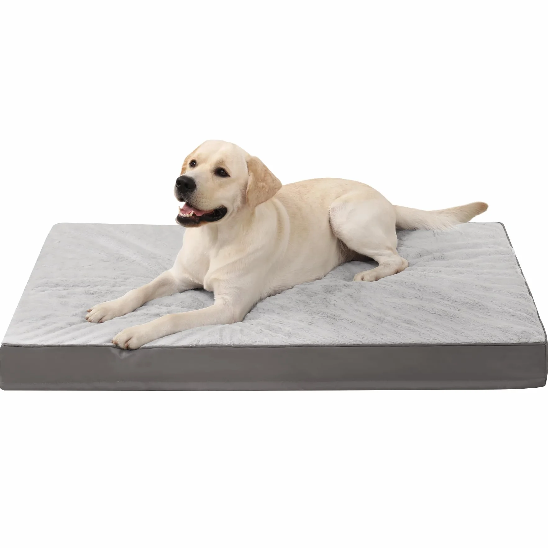 KSIIA Ortopédica Cama para Perros Grande y Medianos, 90x57cm Colchón Perro de Doble Cara, Colchoneta Perro Lavable, Cojín Mascota Desenfundable Impermeable, Dog Bed Gris