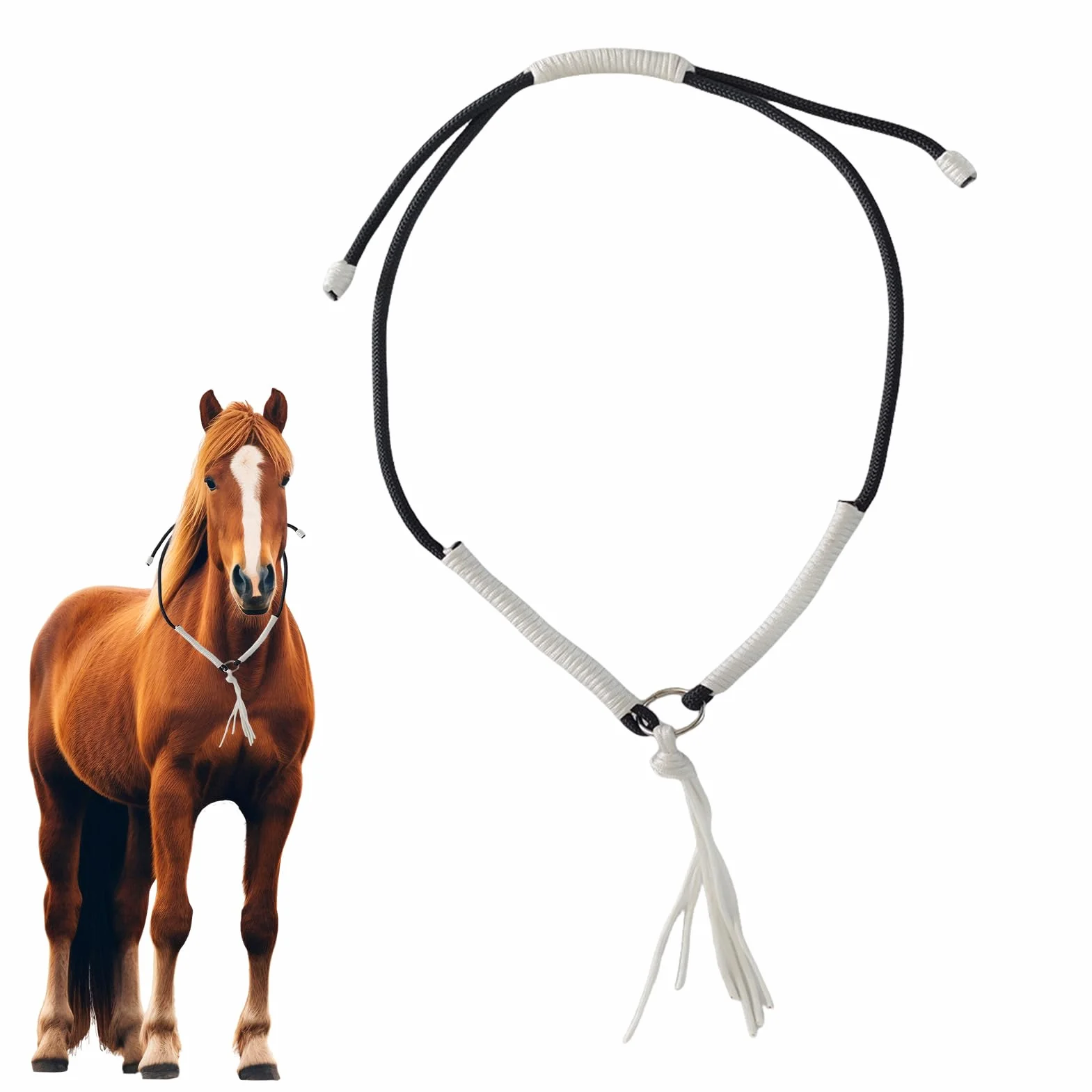 Riendas De Caballo Estilo Western | Pretal para Caballos | Cabezada Tejida a Mano con Flecos Ayuda para la Obediencia de Jinete y Espectáculos Ecuestres en Clubes Hípicos