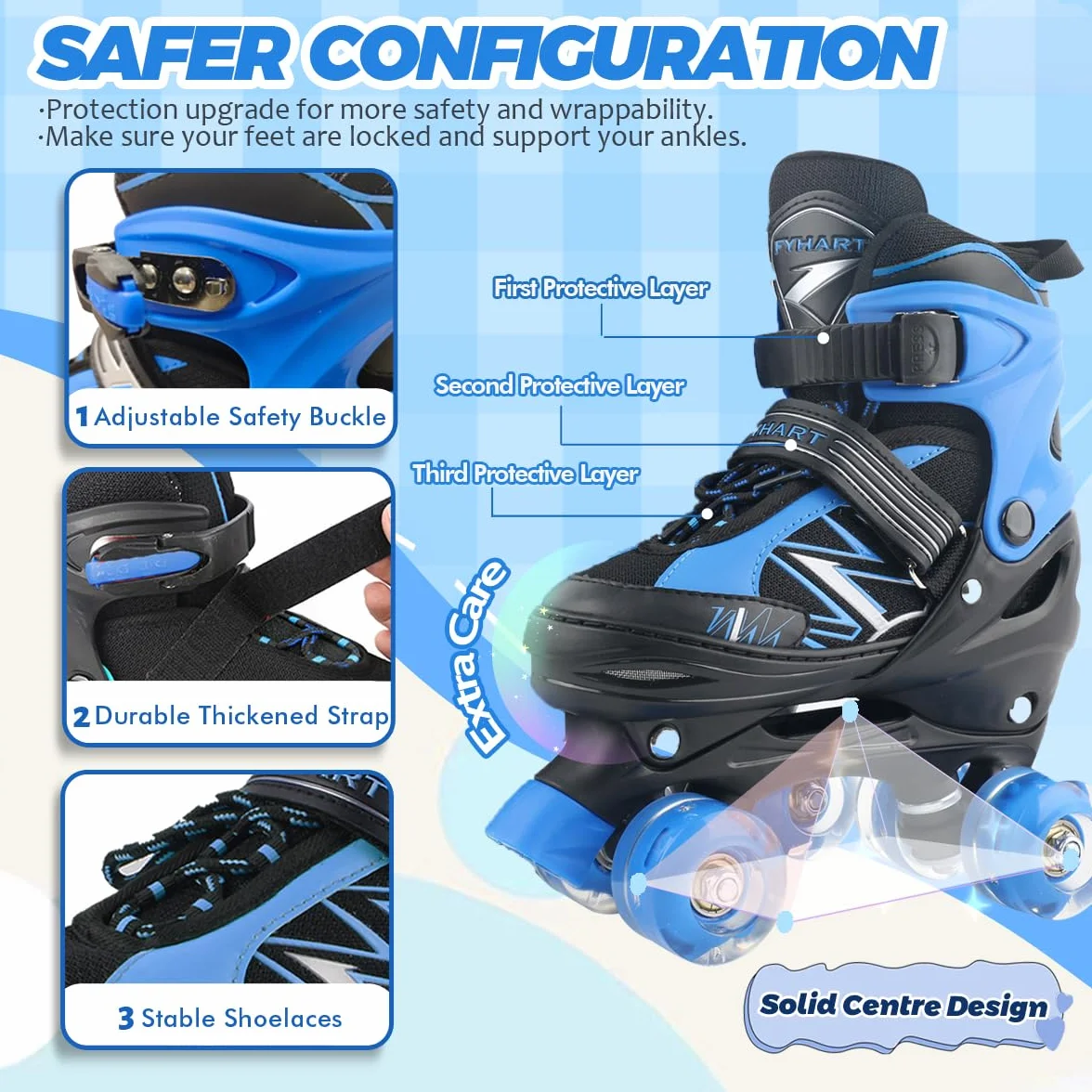 Patines ajustables para niños y niñas con ruedas iluminadas, azul y rojo
