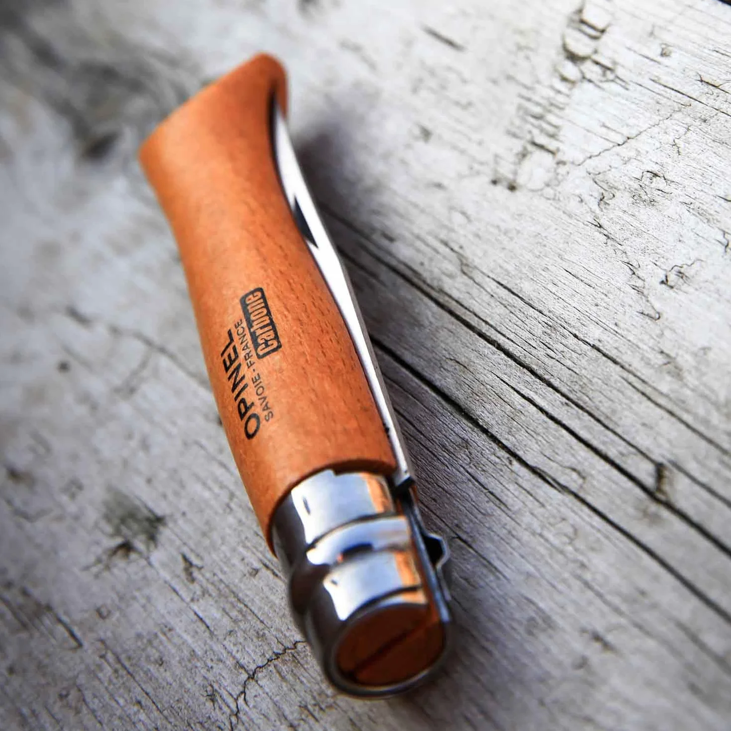 OPINEL Cuchillo n.º 6 Acero al Carbono XC90 Hoja 8,5 cm Mango de Haya Virobloc