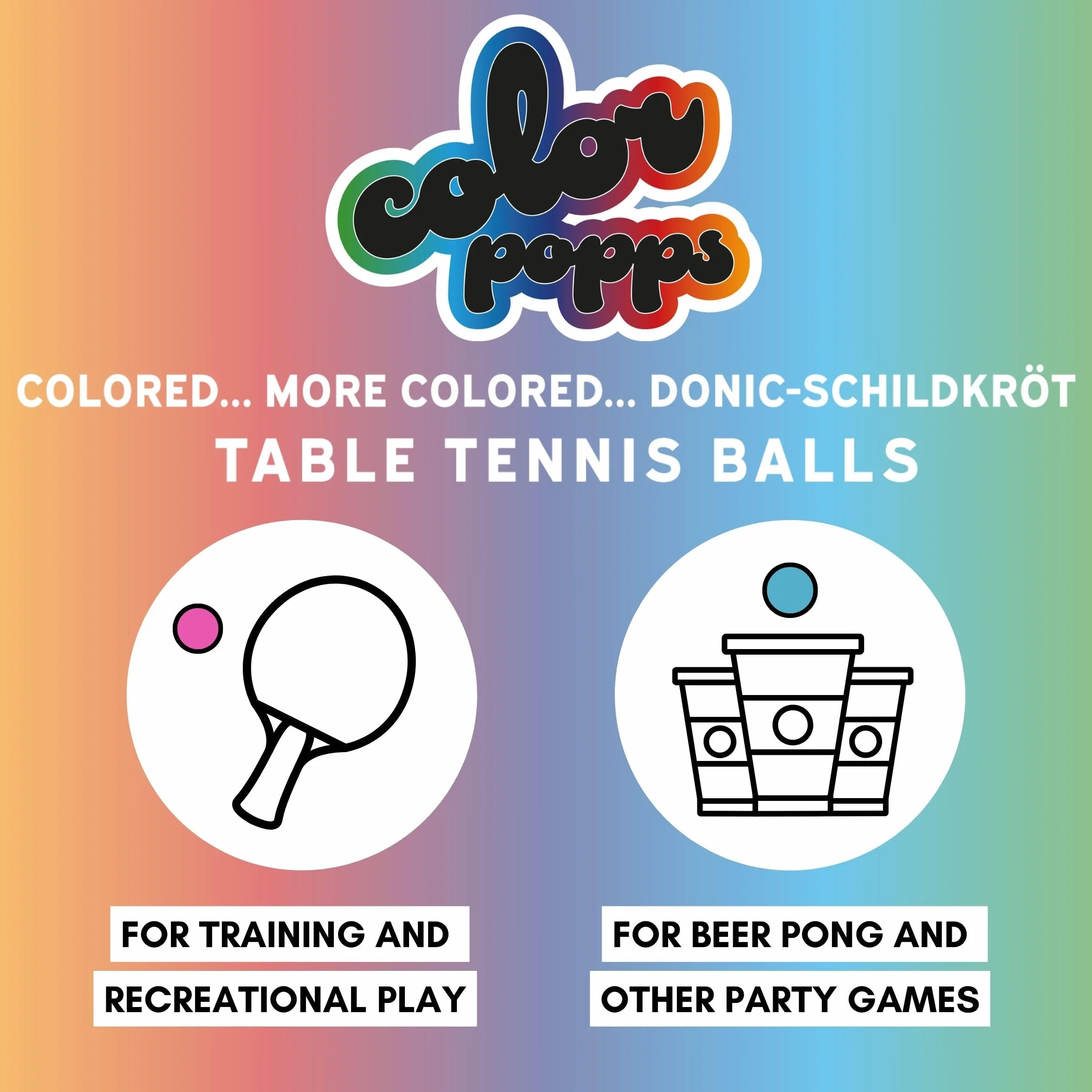 Donic-Schildkröt Colour Popps Pack de 6 Pelotas de Tenis de Mesa Ø 40 mm Poly 40+