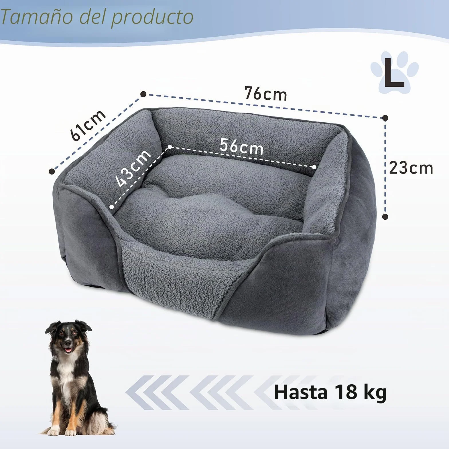 FURTIME Cama Perros Medianos, Cama Perro Lavable Esponjosa, Antideslizante Anti-ansiedad Camas para Perros Suave Transpirable Cómoda, 76x61x23cm