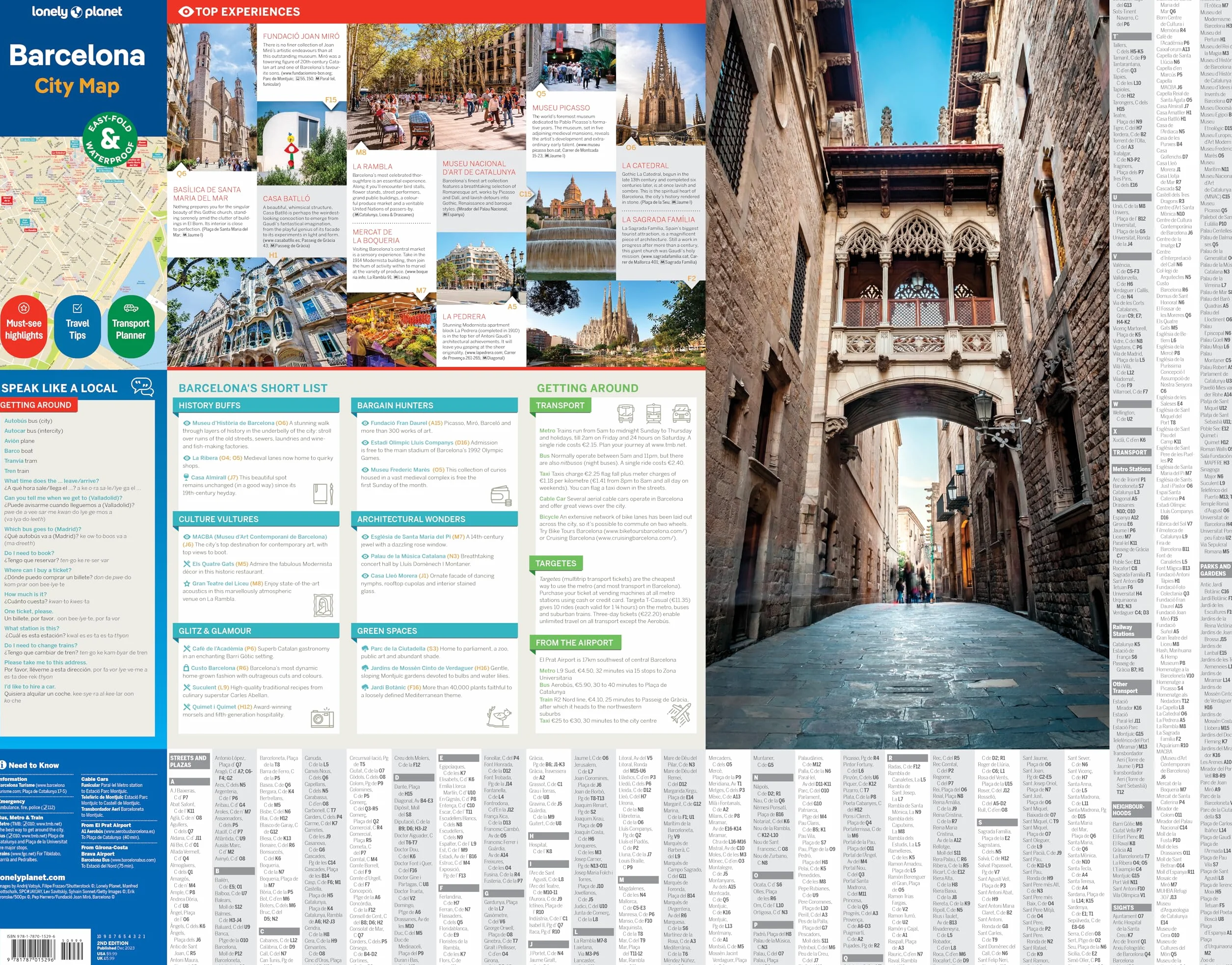 Lonely Planet Barcelona City Map Durable Waterproof Easy-Fold Planning Map Attractions Walking Tours