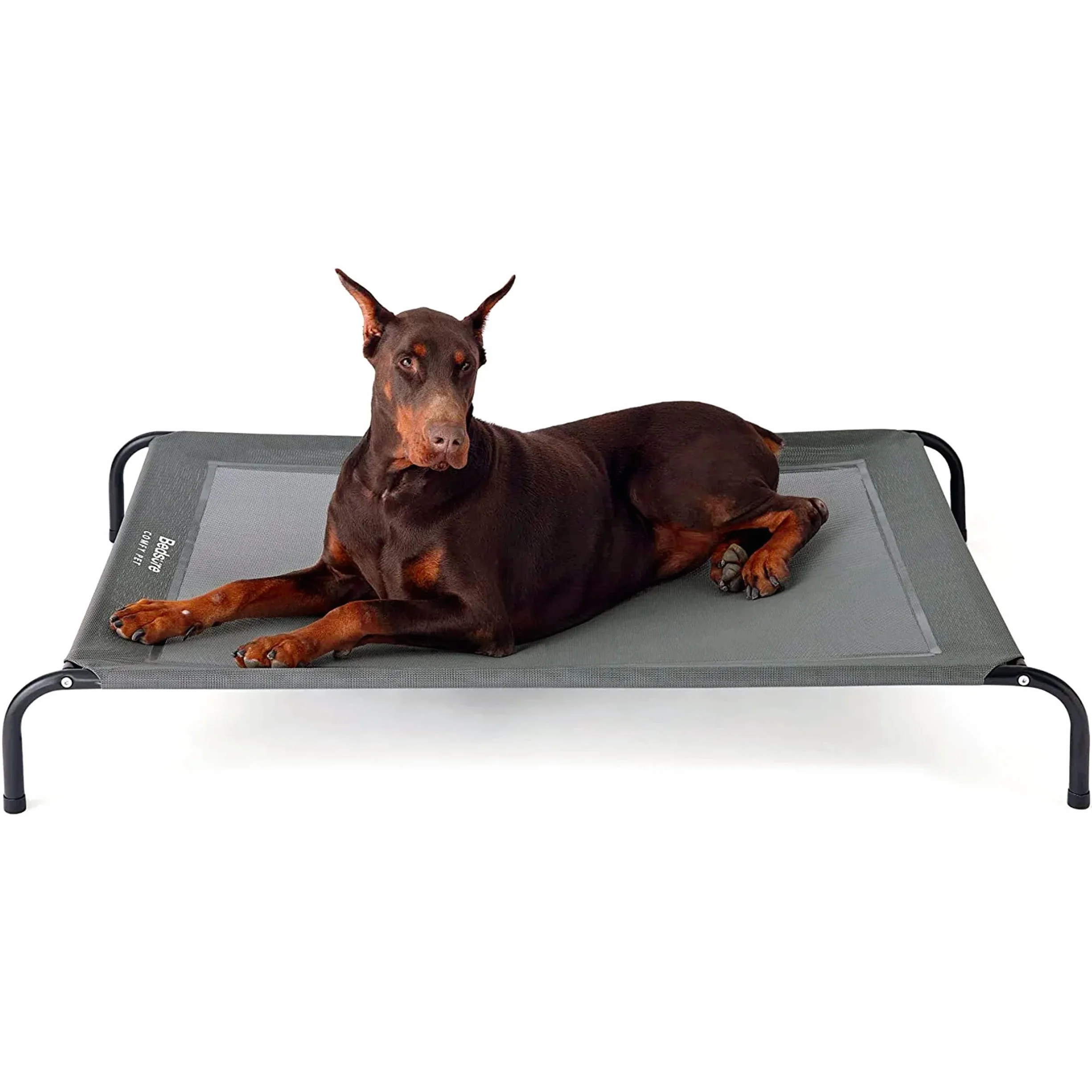 Bedsure Cama Elevada para Perros Grande - Cama para Perros Elevada e Impermeable con Malla, Ideal para Viajes y Jardín, Gris, 124x80x20 cm