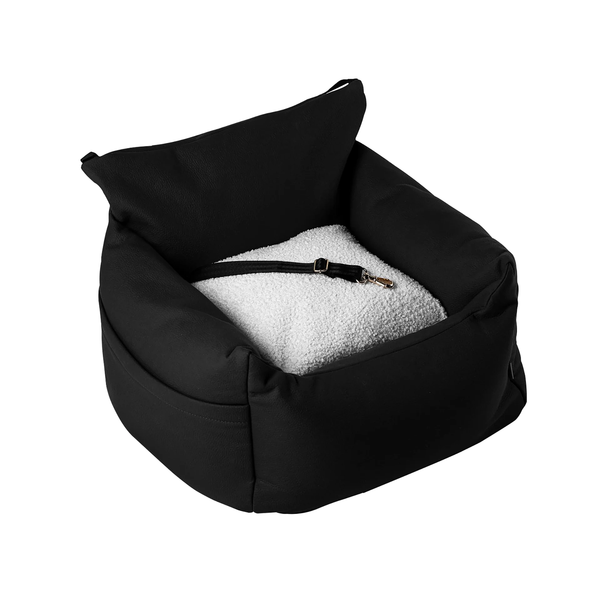 Burgos Asiento Coche Perro, Seguro con Correa para Arnes, Fijacion Estable a Reposacabezas y Asiento, 50x50x40 cm, Proteccion De Tapiceria, Bolsillos Laterales, Funda Lavable a 30C