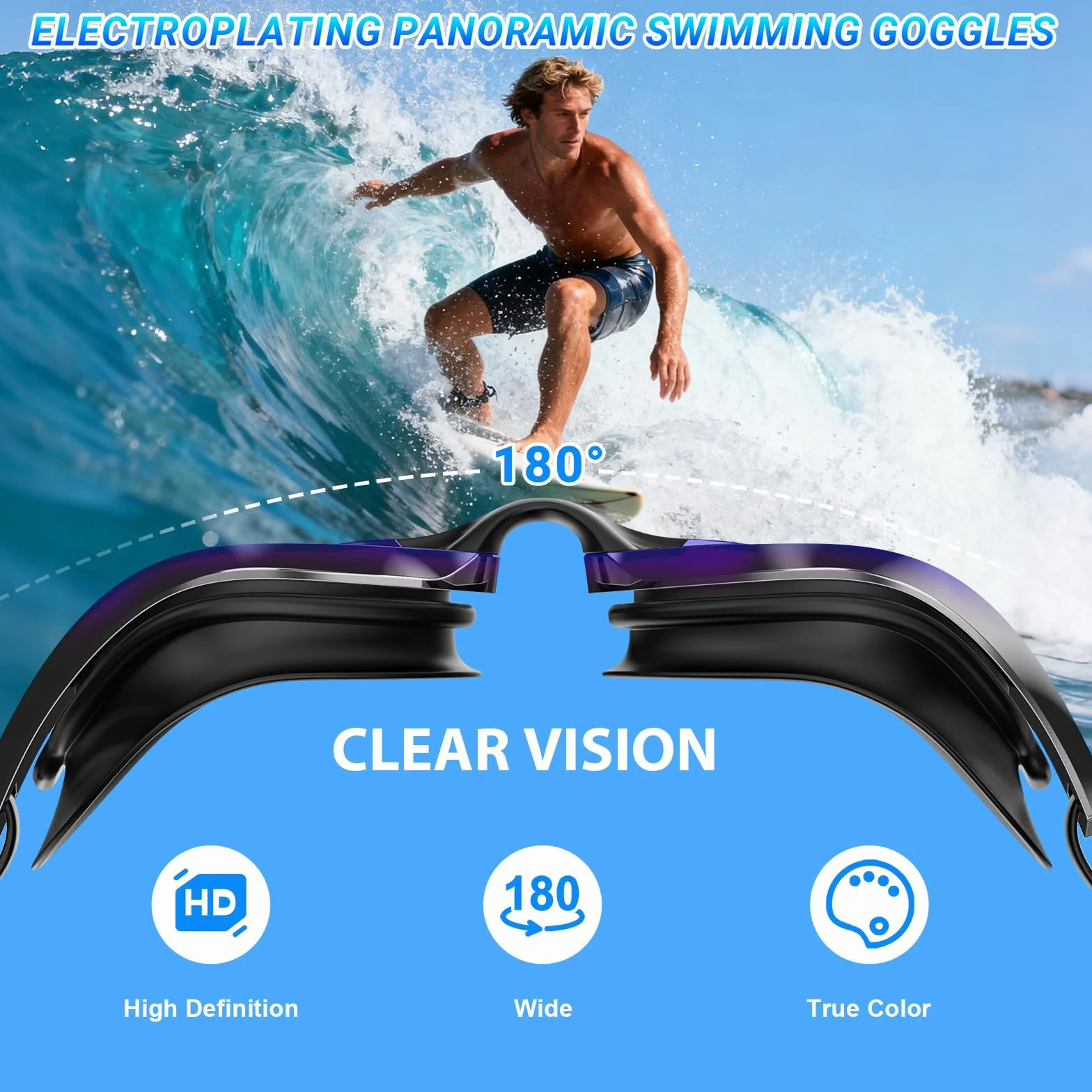 Gafas Natación Polarizadas Antivaho UV400 Correa Silicona Ajustable Profesional Adultos Adolescentes Deportes Acuáticos