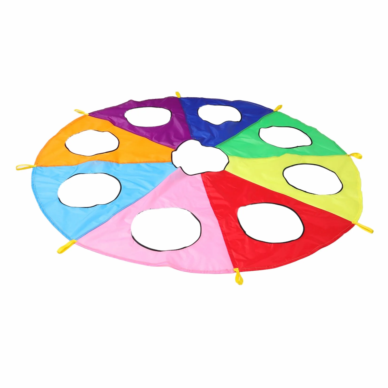TOYANDONA Paracaídas Arcoíris con 9 Hoyos, Juego Cooperativo, Material Seguro Plegable para Niños Jardín de Infantes Actividades al Aire Libre