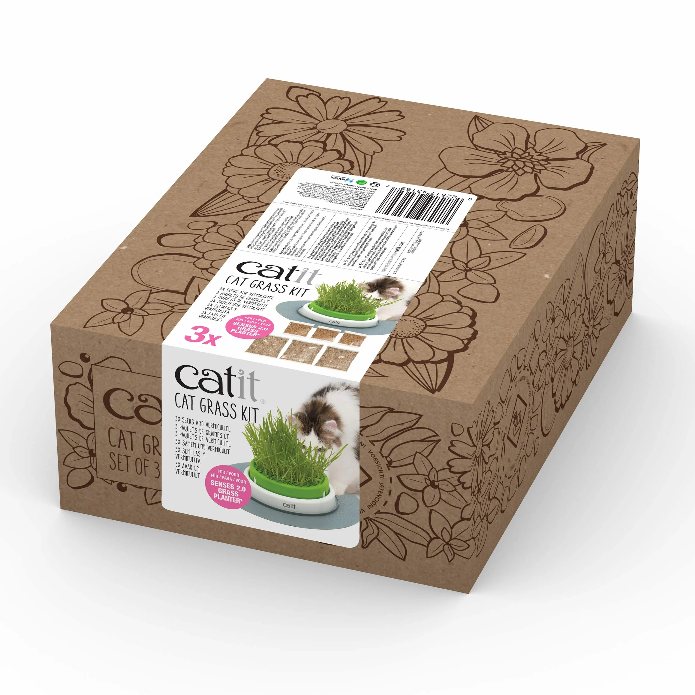 Cat Grass kit - 3 x Semillas y Vermiculita