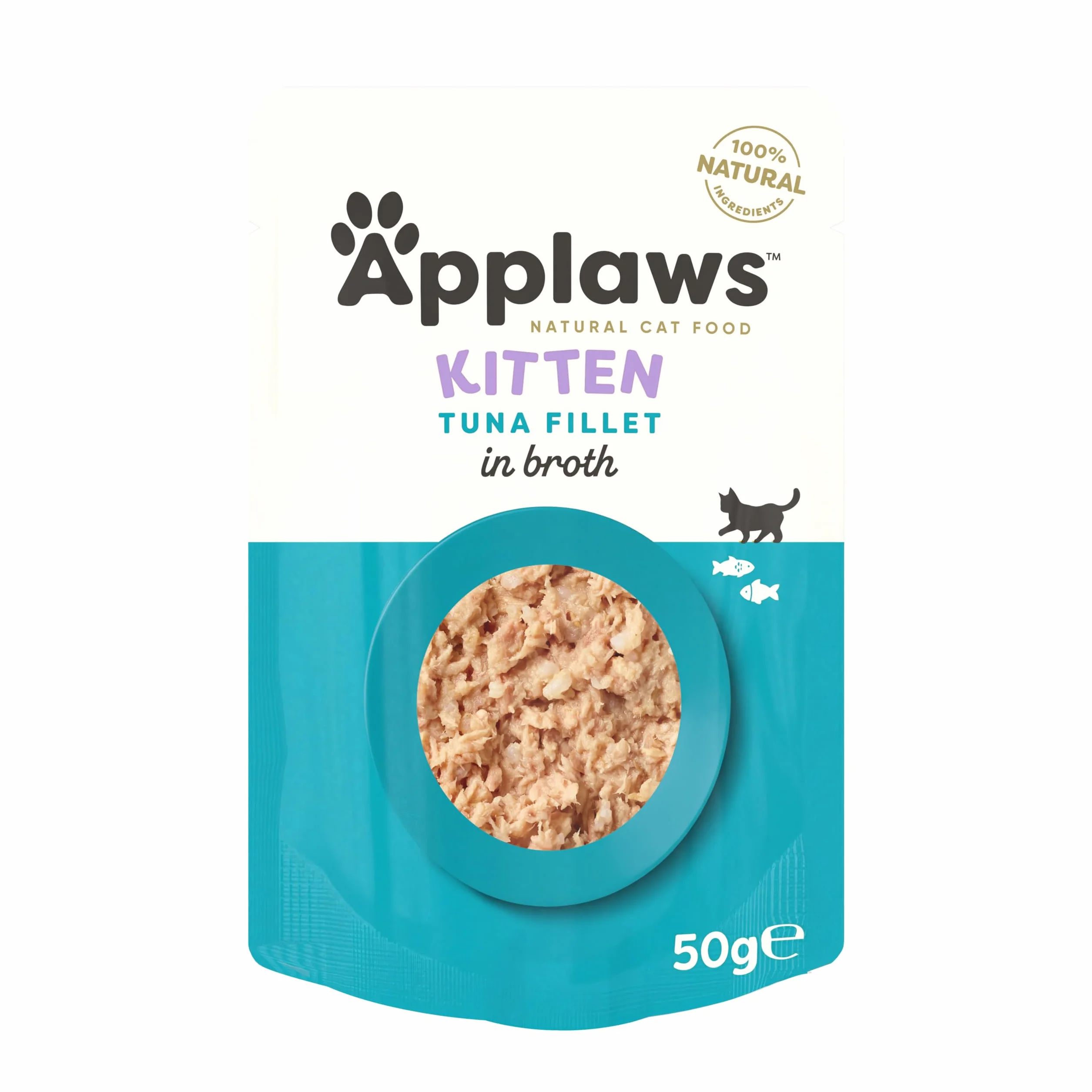 Applaws 100% Natural Wet Kitten Food, Tuna Fillet in Broth - Pack of 12 x 50g Pouch