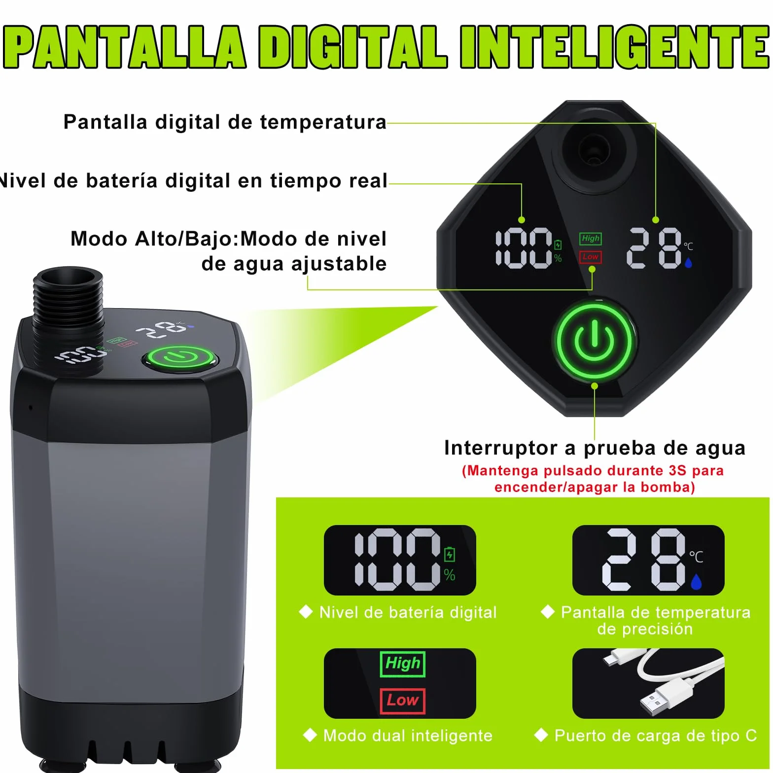 Spopal Ducha Portatil Camping 6000mAh Recargable Ducha Electrica para Acampar