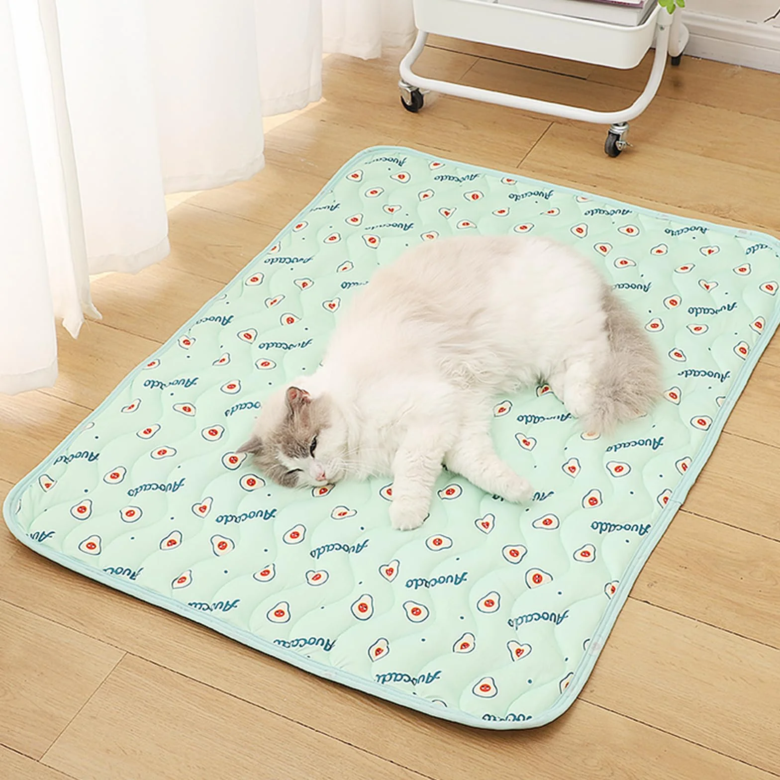 Cama Refrescante Perro, Verano Manta Refrescante para Perros, 60x50CM Manta Fria para Perros Gatos, Cama Fria para Perros, Alfombra refrescante Perro, Cooling Mat Dog con Patrón de Aguacate