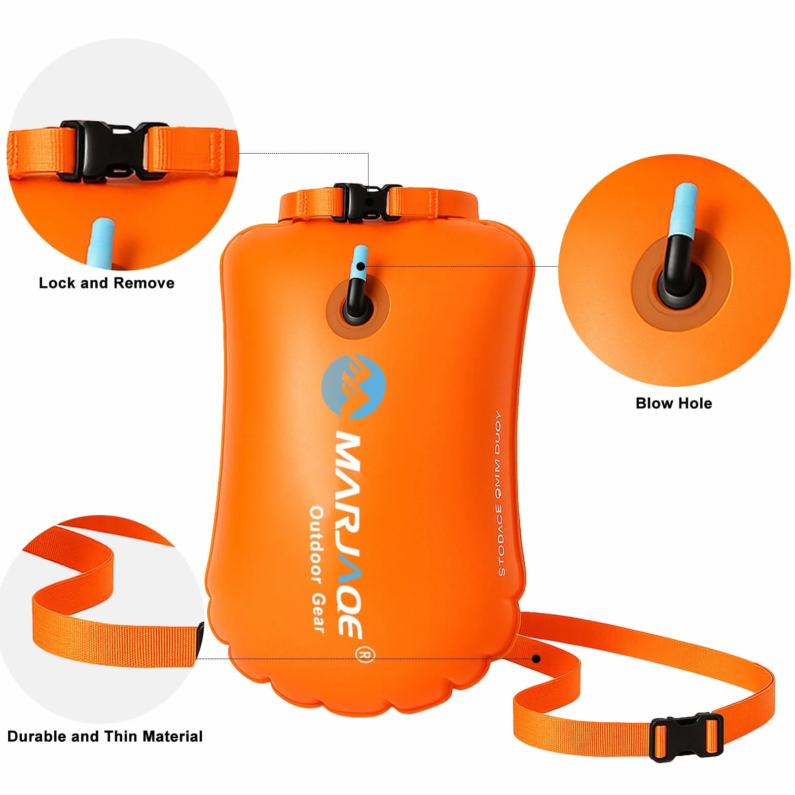 Bolla Natación y Mochila Estanca 20L Boya Hinchable Impermeable para Aguas Abiertas Kayak Triatlón Surf Snorkel