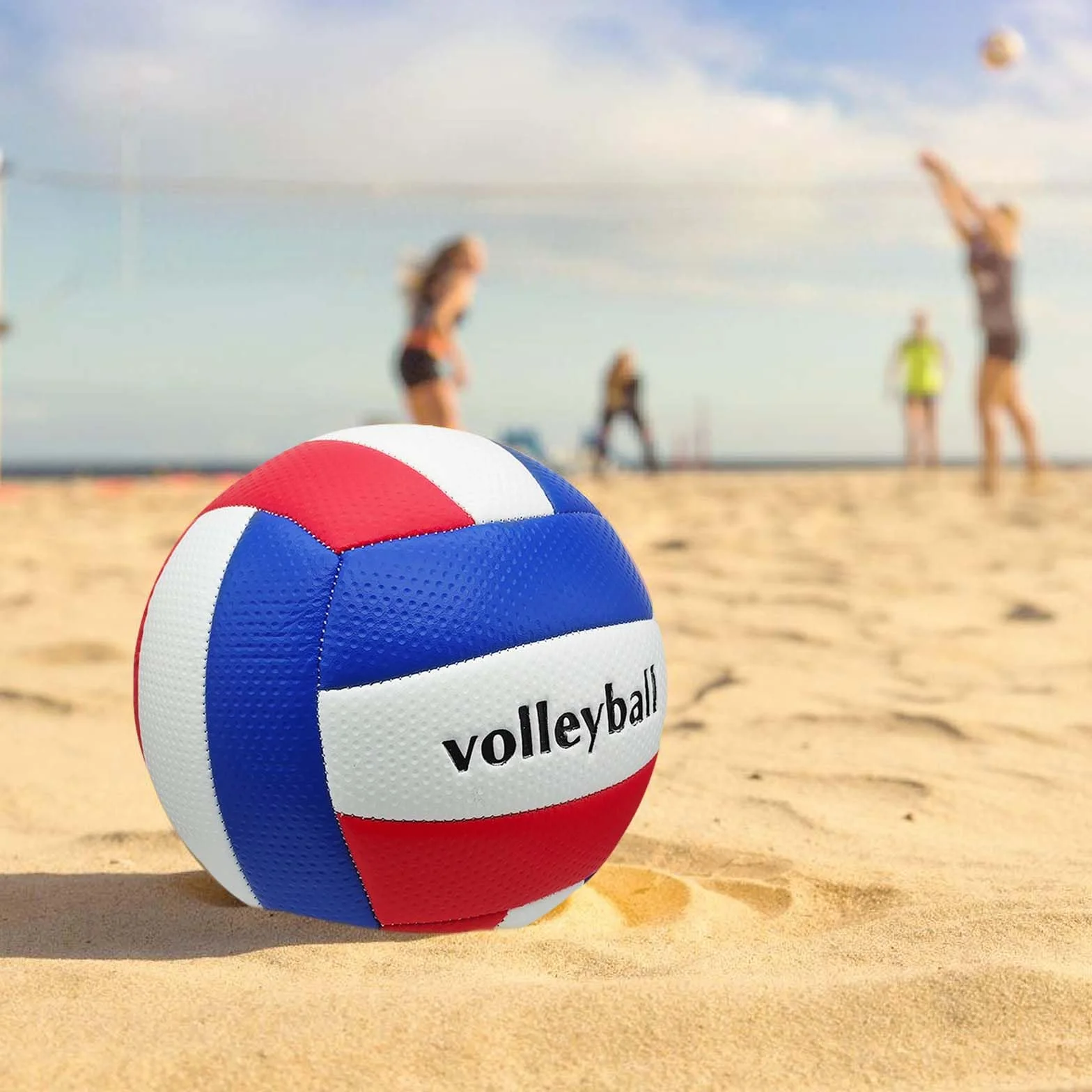 Voleibol de playa de cuero suave tamaño 5 con bomba, resistente al agua, oficial para niñas jóvenes adultos