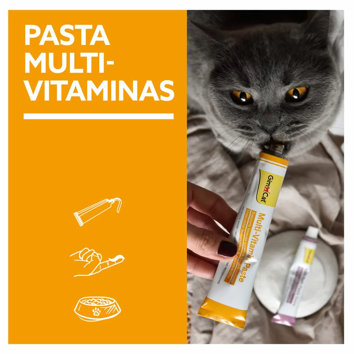 GimCat Multi-Vitamin, pasta multivitaminas - Saludable snack para gatos que activa las defensas y fortalece el sistema inmunológico - 1 tubo (1 x 200 g)