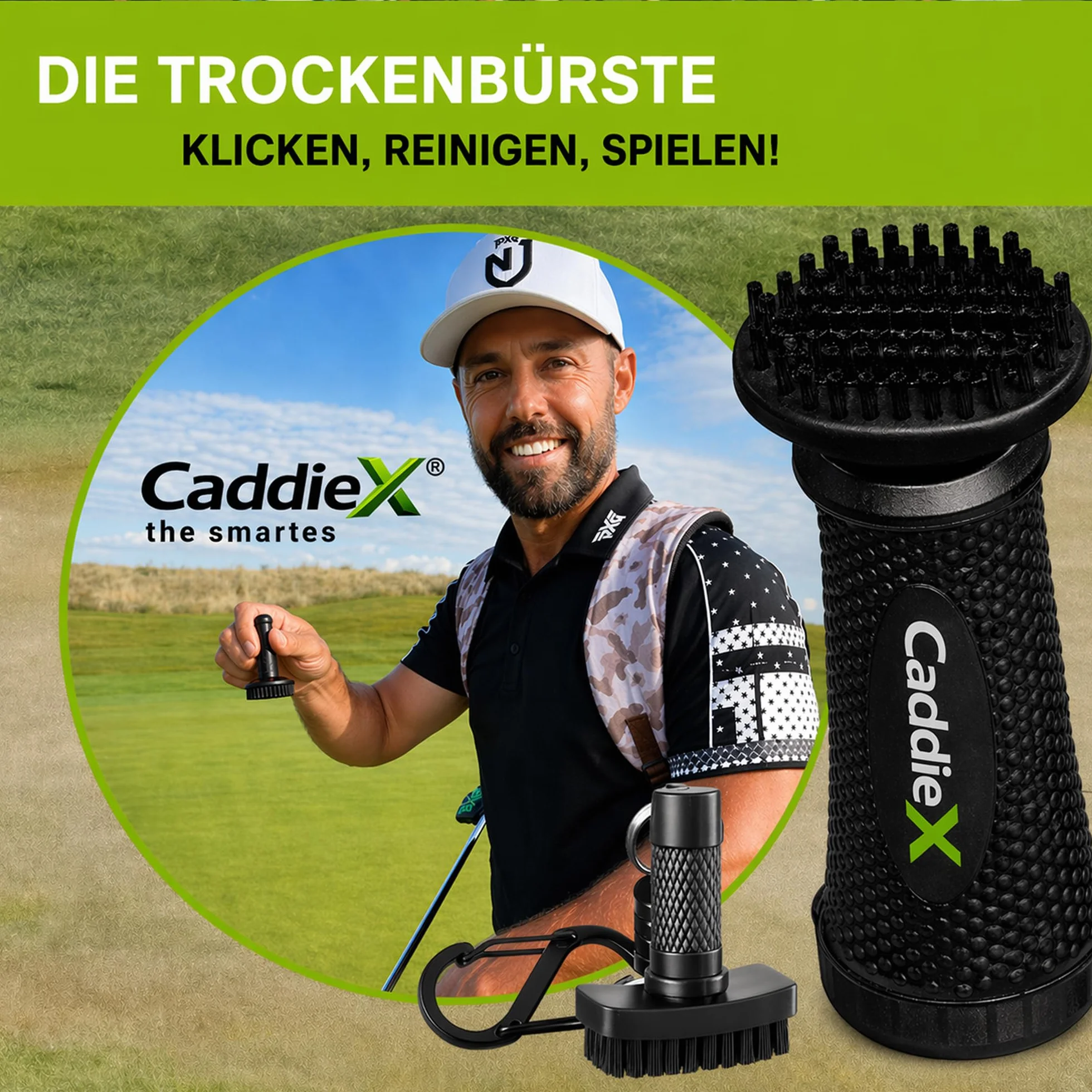 Cepillo de golf inteligente CaddieMag imán extraíble cerdas de nailon ligero