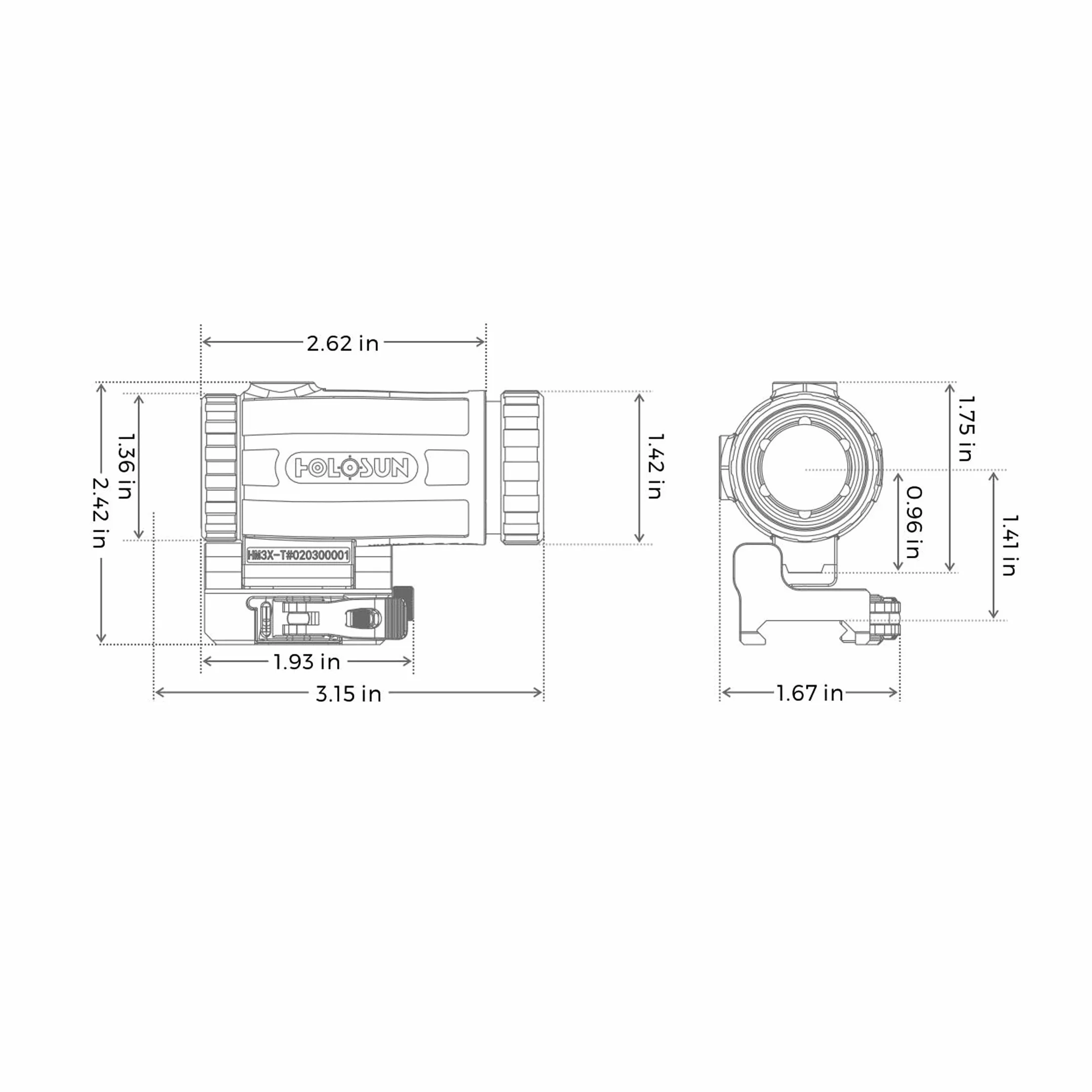 Holosun HM3X-TITAN Magnifier 3x Negro Picatinny