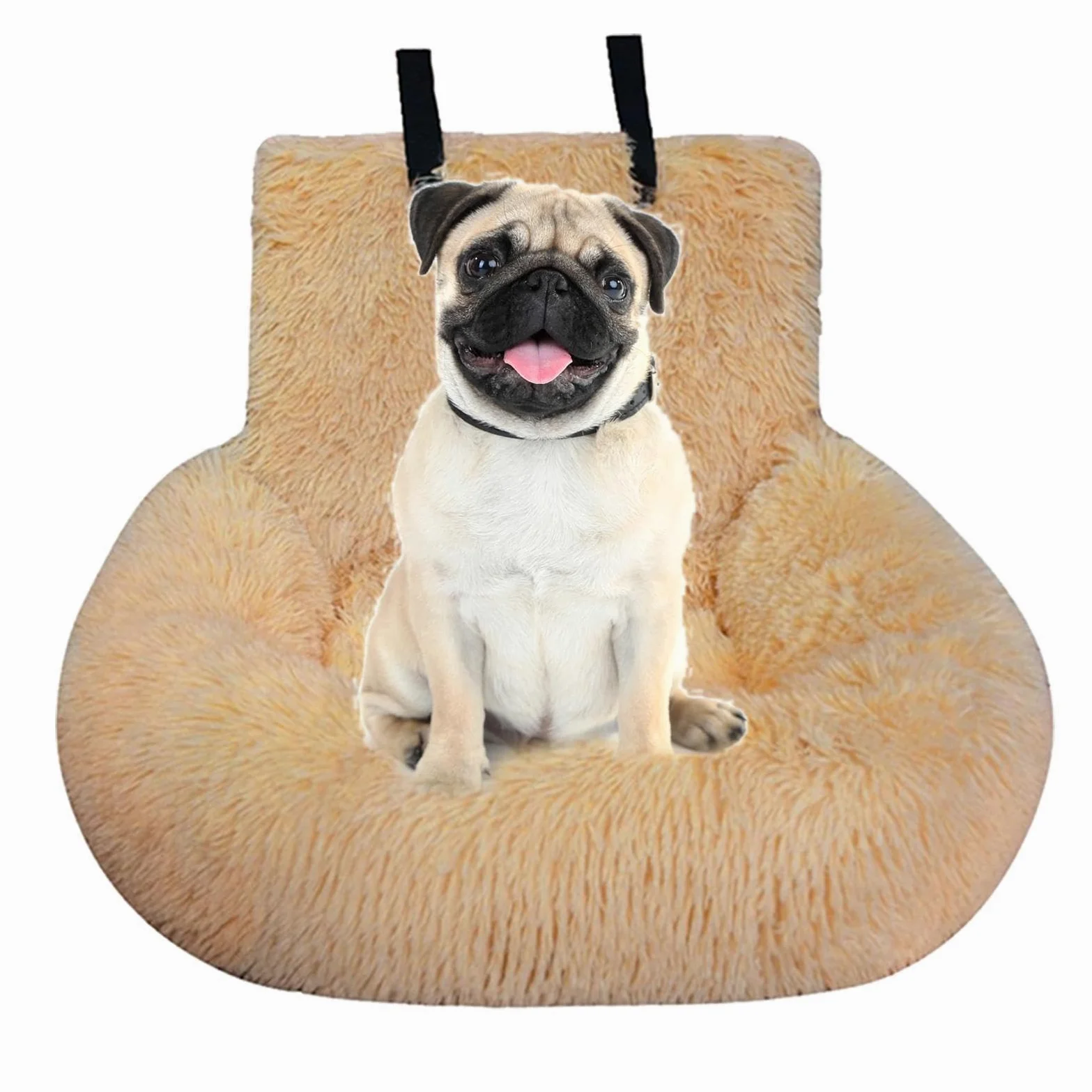 Asiento de coche de seguridad para perros, cama de viaje para perros para | Cama lavable para asiento de coche para perros de felpa,