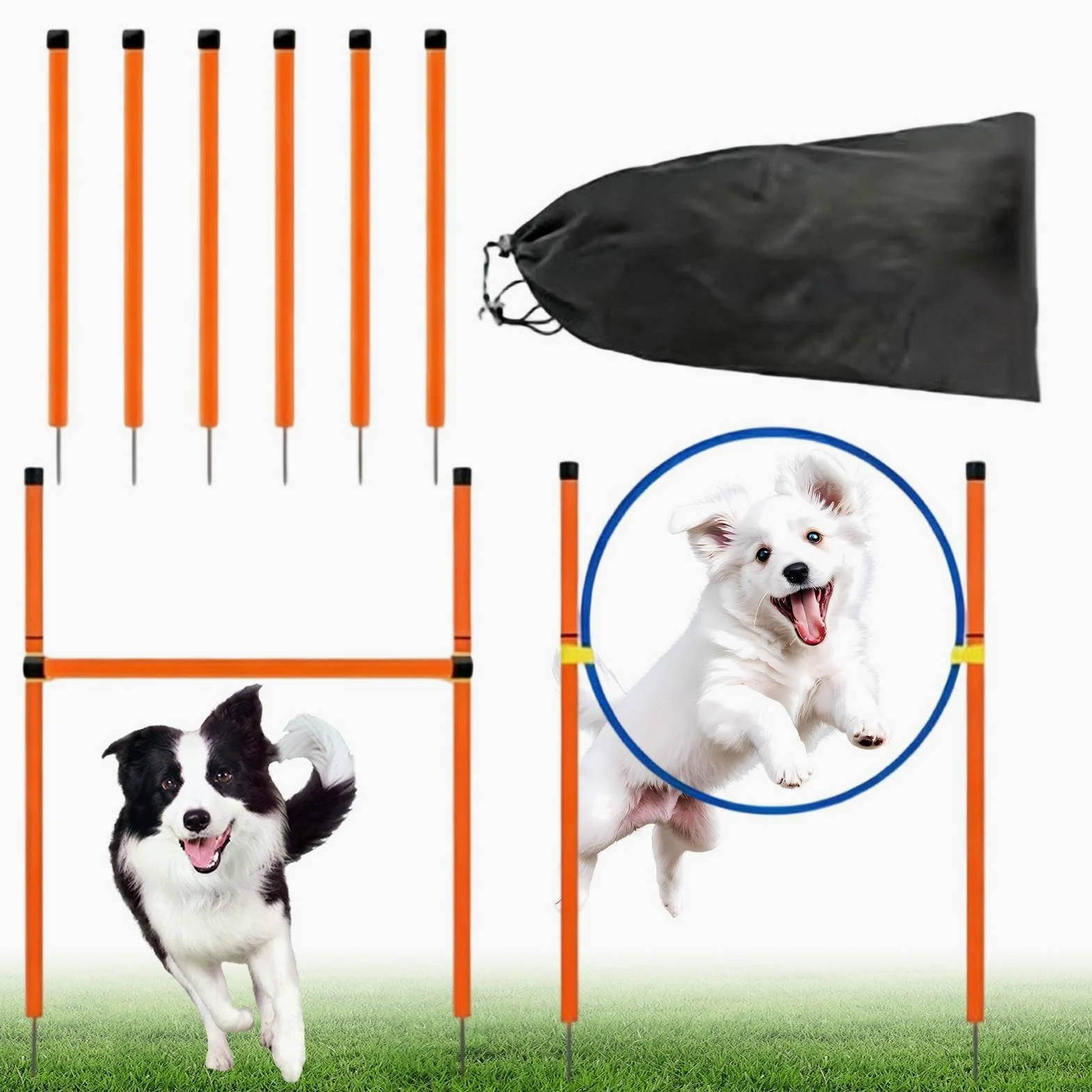 Conjunto de Curso de Agilidad Canina para Jardín Juego de Agilidad con | Equipo de parque canino exterior Para recreación competición campo zona lúdica playa parque jardín y