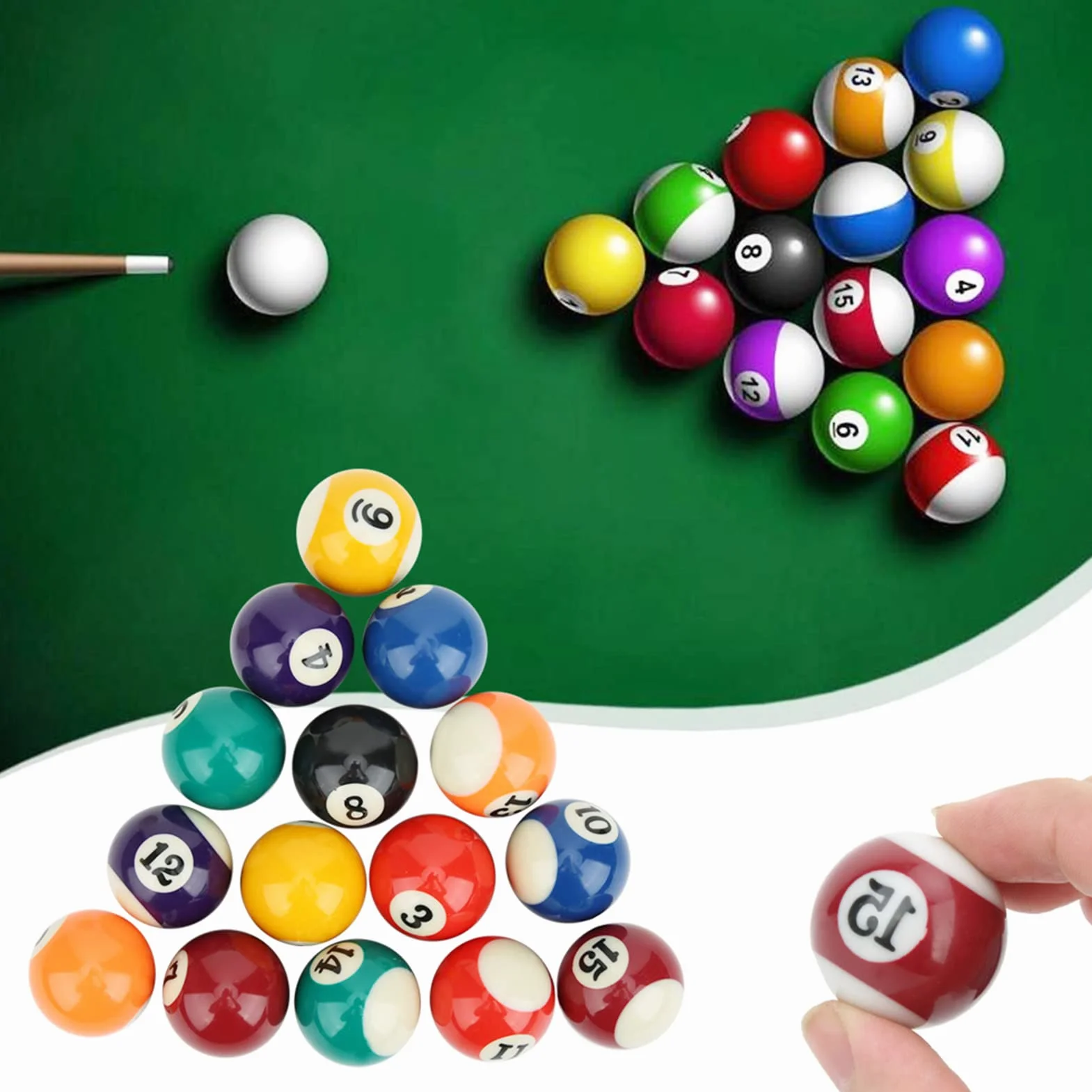 Juego de Bolas de Billar Americano 16 Piezas 38 mm Resina