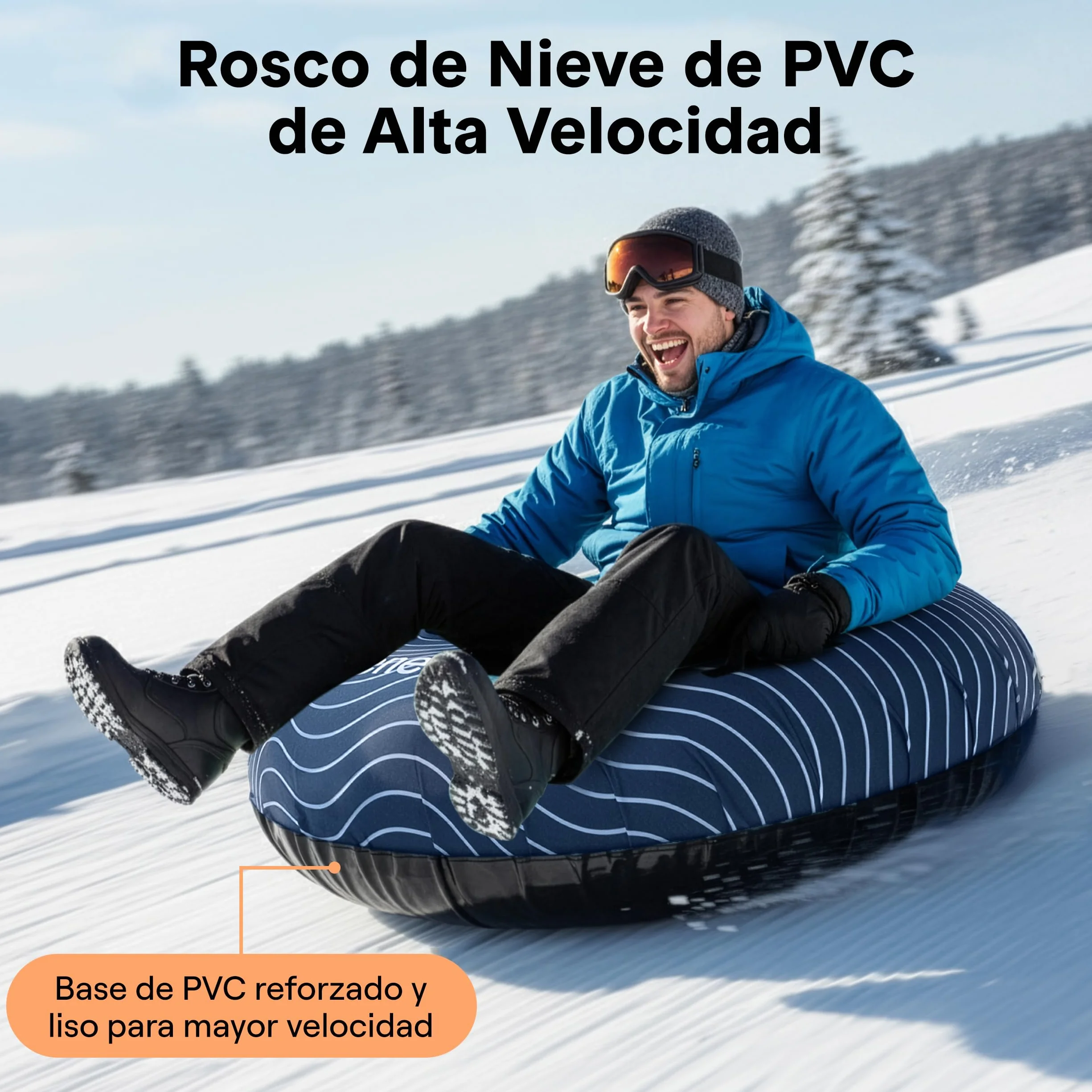 SereneLife Snowtube 101/112/122 cm Trineo Inflable para Niños y Adultos con Base de Plástico Resistente