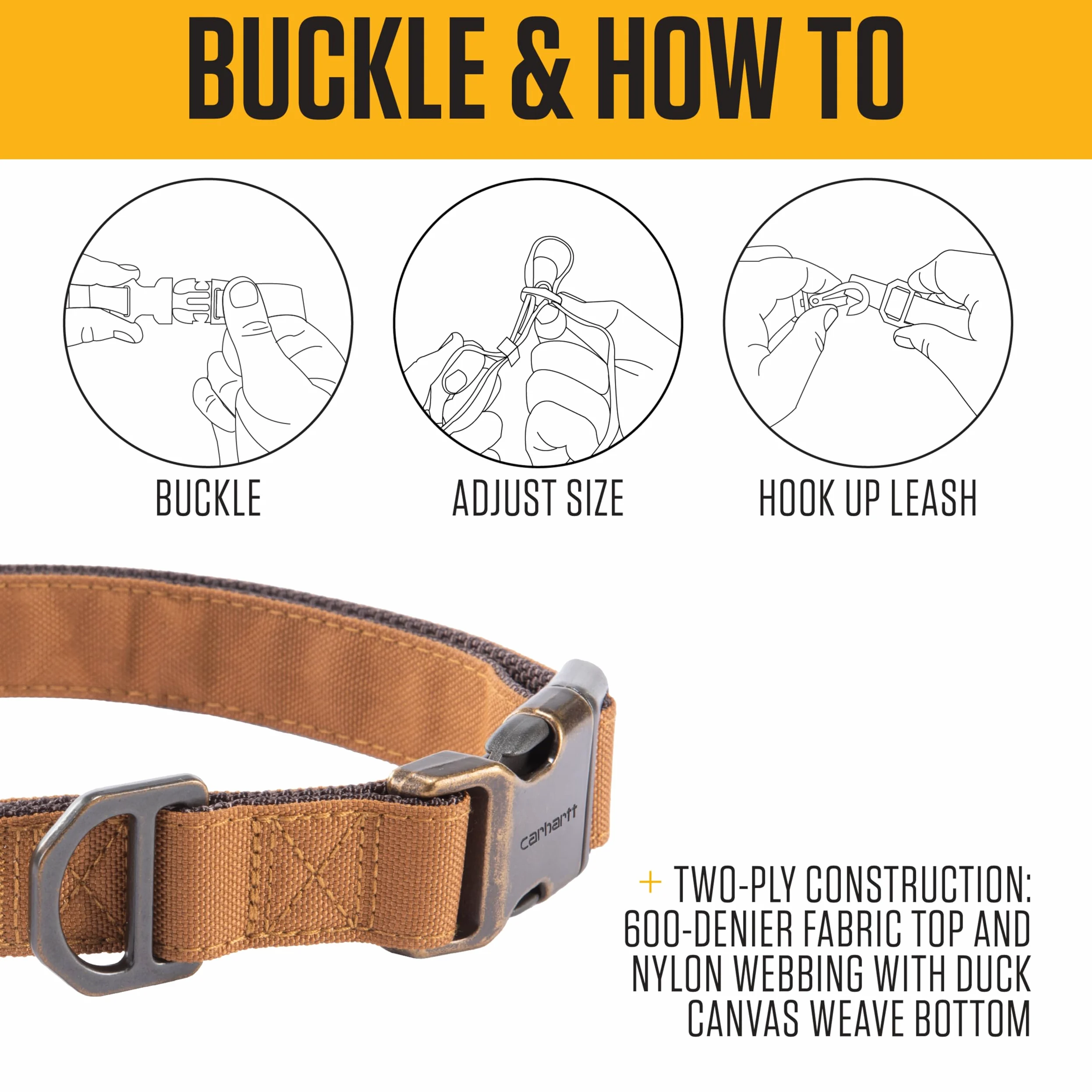 Carhartt Collar de Perro de Campo, Totalmente Ajustable, Tela Duradera de 600 Denier con Marca Reflectante para Visibilidad, Vino Profundo, Mediano