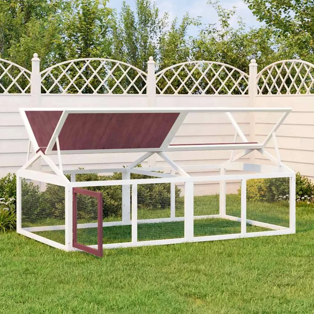 Recinto para animales pequeños, 200 x 112,5 x 74 cm, madera de pino | Espacioso recinto de jardín para animales pequeños hecho de pino macizo con techo plegable y puerta para una fácil limpieza.