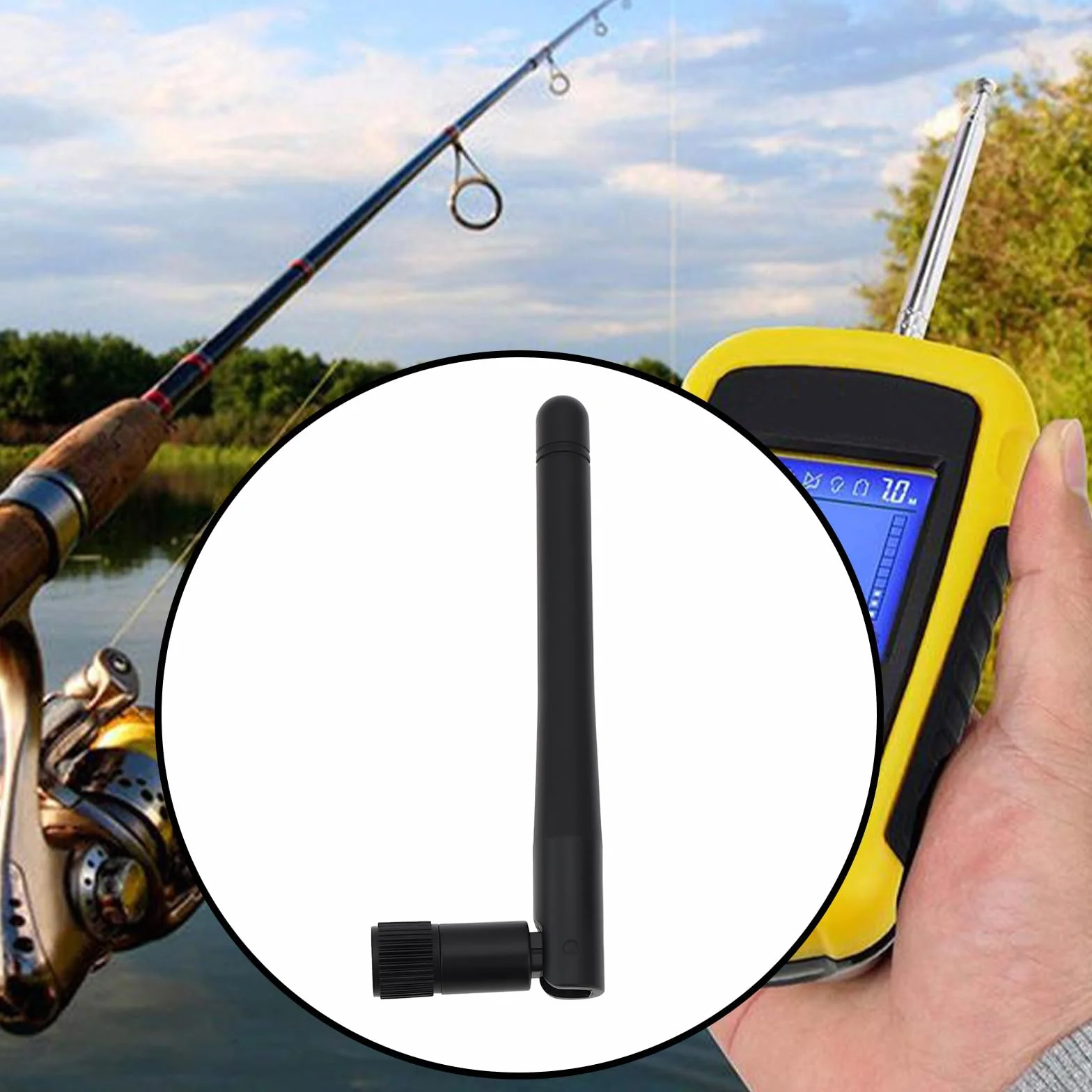Antena 433 MHz Conector Macho SMA Compatible con Buscador de Peces Barco Cebo Remoto