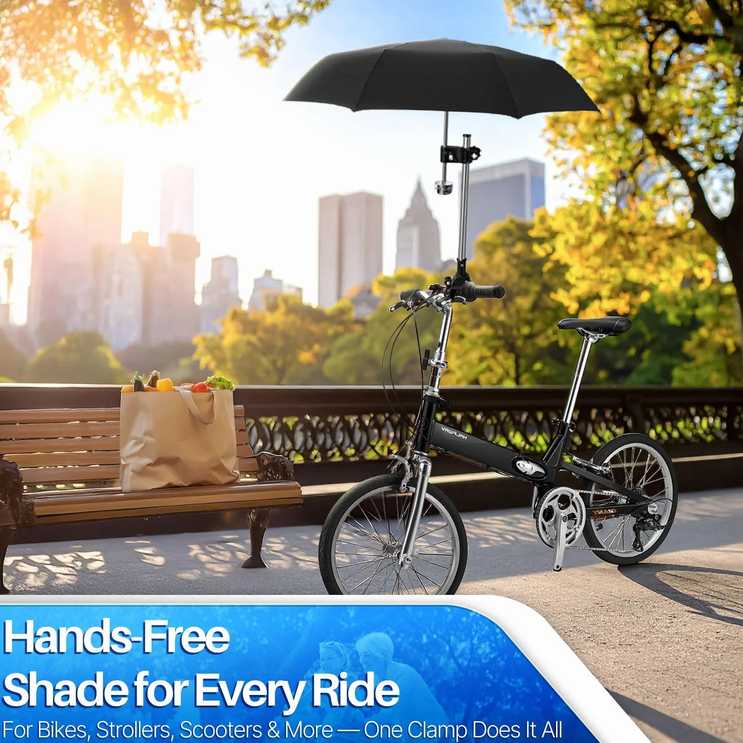 Flexzion Soporte para paraguas ajustable para bicicleta eléctrica, cochecito, carrito, silla de ruedas