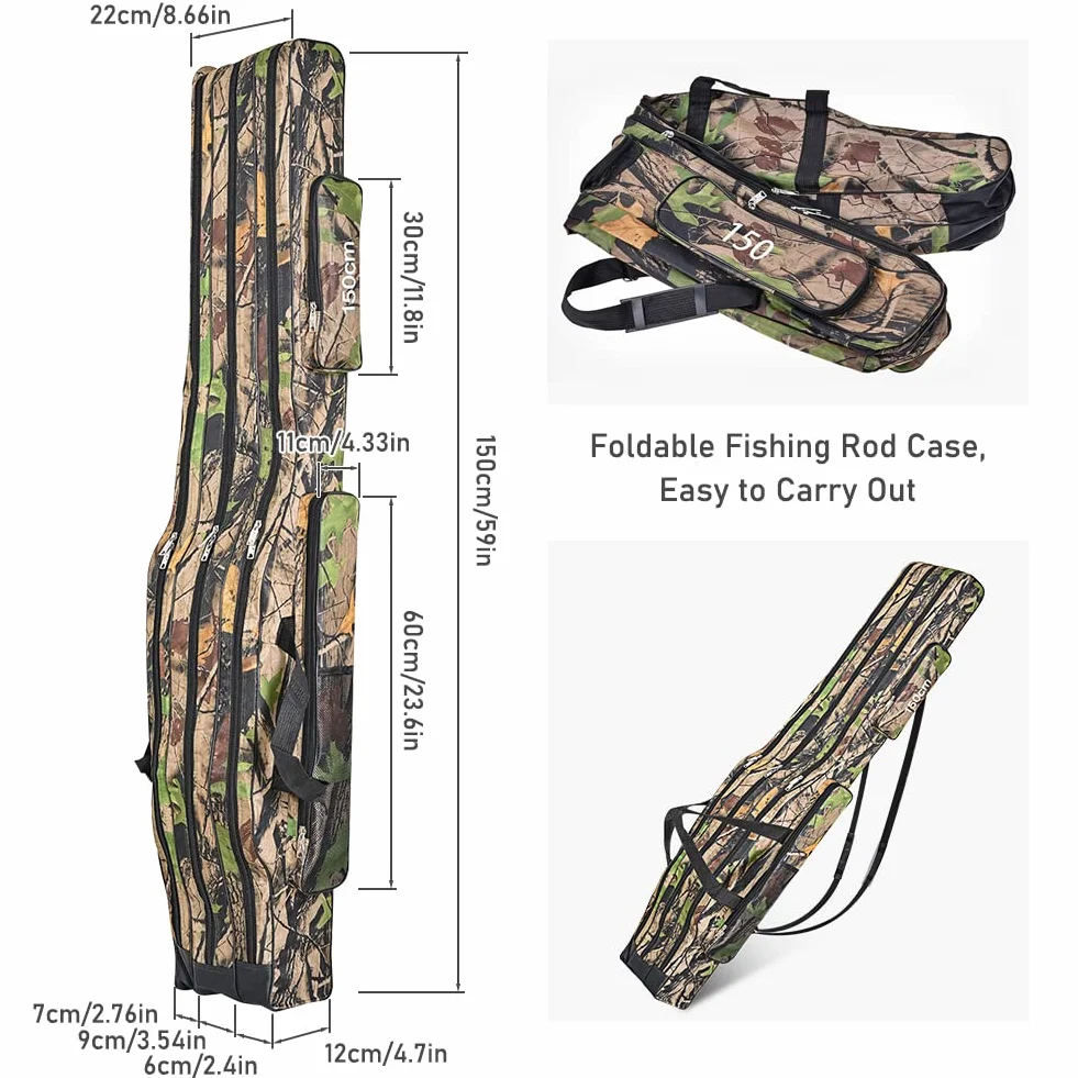 Bolsa de Pesca Oxford 150cm 3 Capas Portátil Alta Capacidad