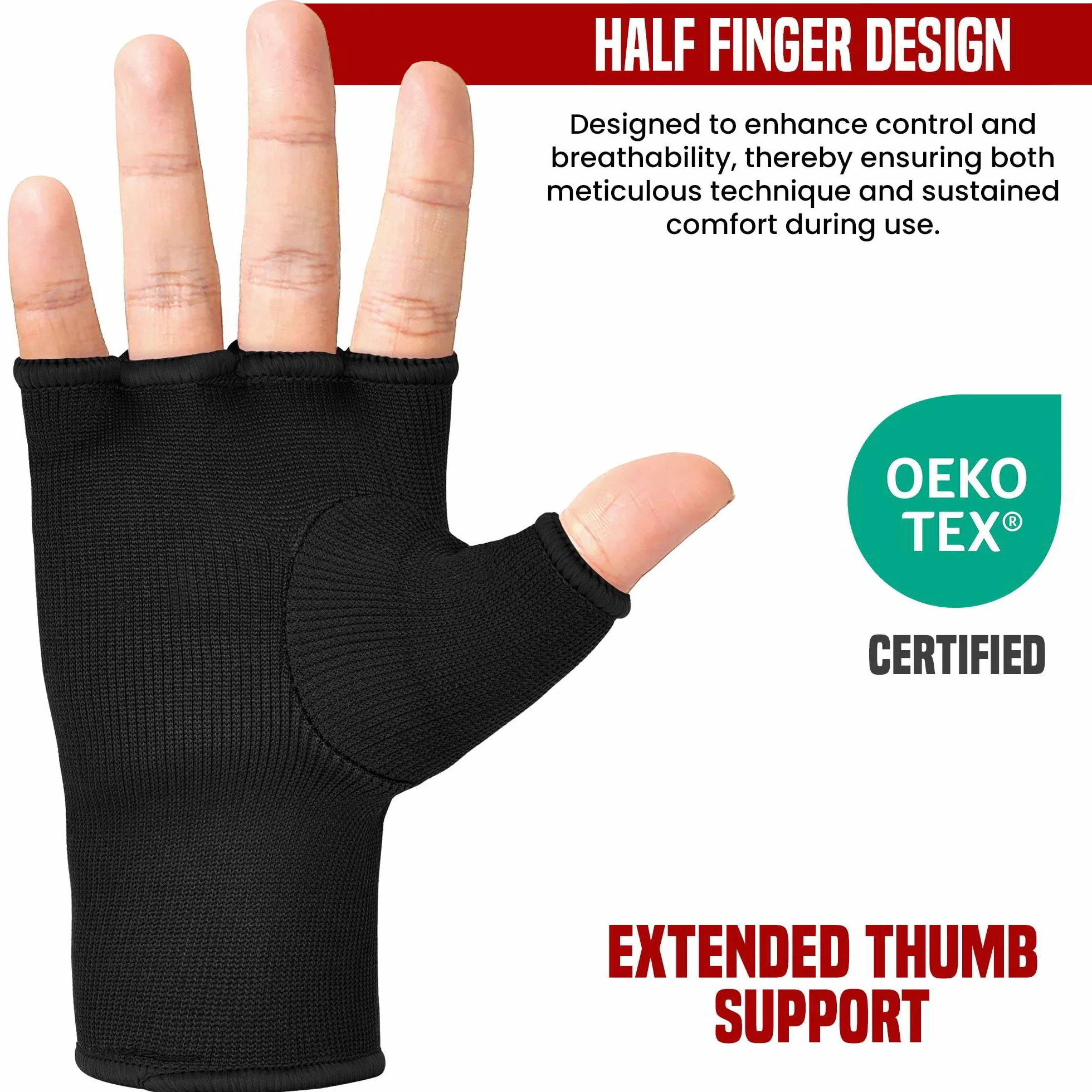 RDX Vendas Boxeo Guantes Interiores, Cinta Mano Muñeca Soporte, Vendaje Envolturas Protectoras, Muay Thai MMA Kickboxing Entrenamiento