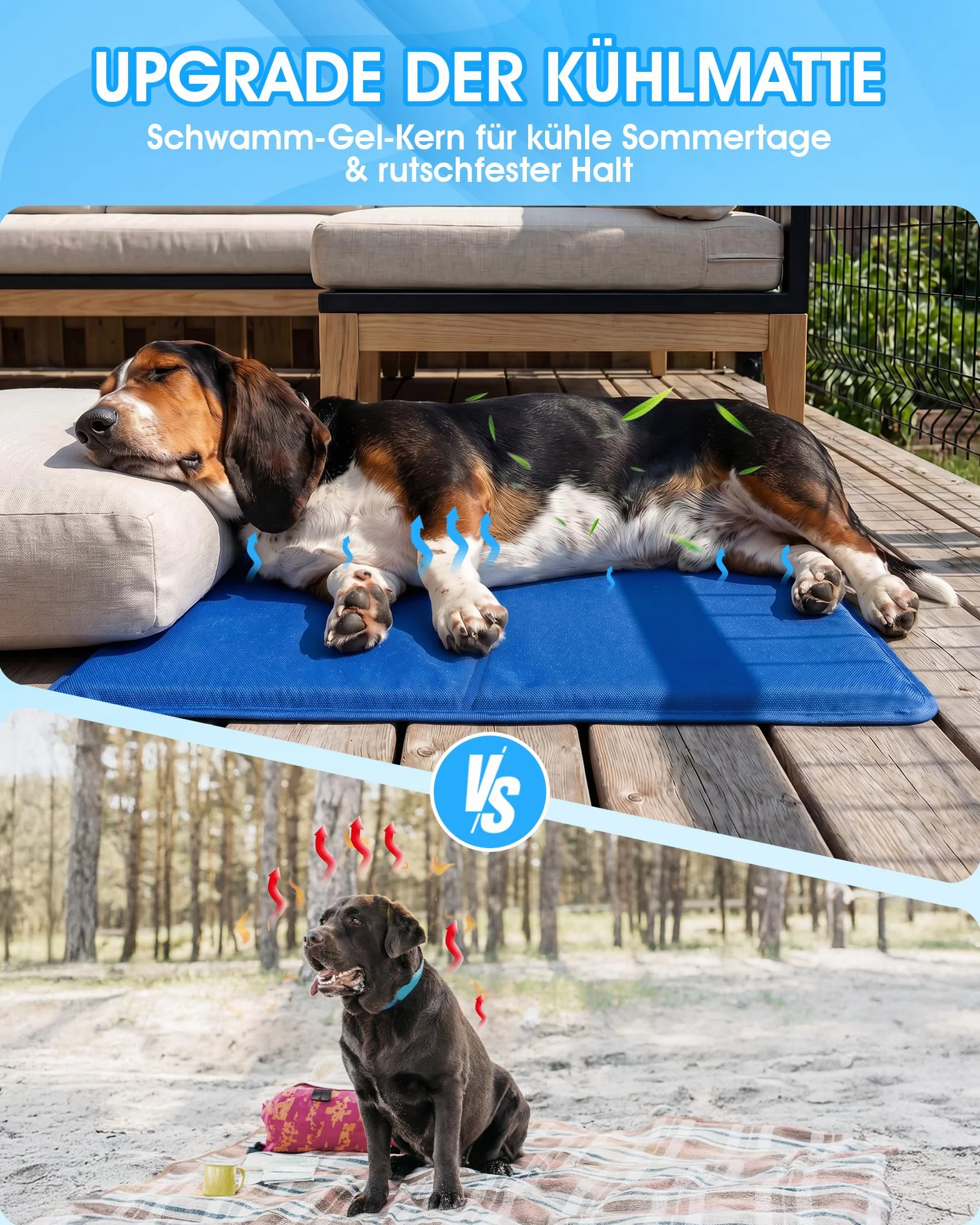 petnf Alfombrilla Refrescante para Perros y Gatos, Duradera Antideslizante Tapete de Refrigeración para Perro para Interior y Jardín, Dog Cool Mat de Gel No Tóxico Autoenfriante en Verano, 50x40 cm
