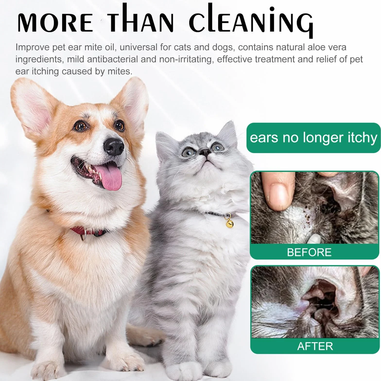 Limpiador de Orejas para Perros Y Gatos, Gotas para Los Oídos para Una Limpieza Suave Y Cuidado, Alivia El Picor Y Los Malos Olores, para Unas Orejas Limpias Y Frescas